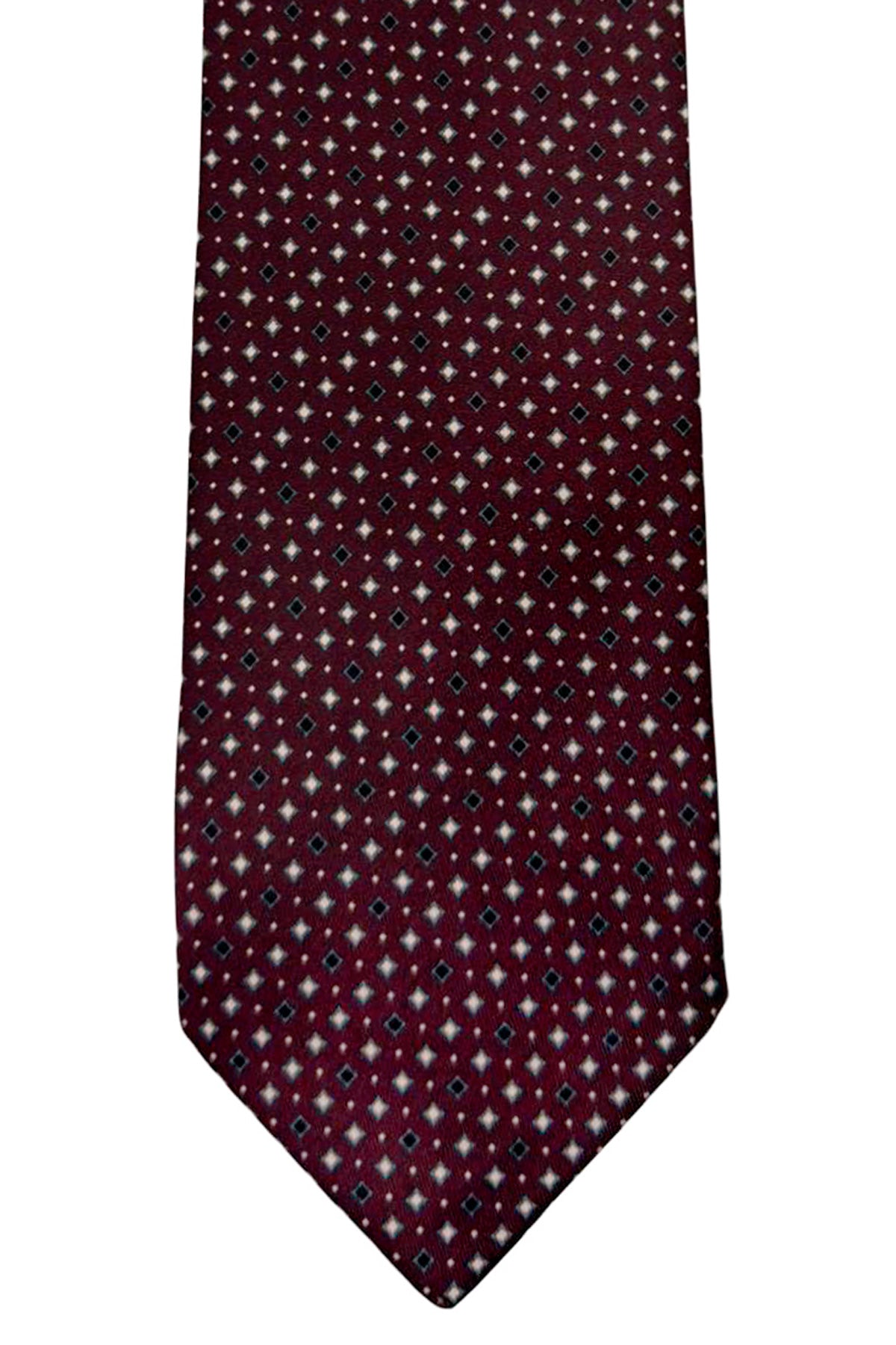 Cravatta uomo Bordeaux 9cm fantasia in pura seta cucita a mano