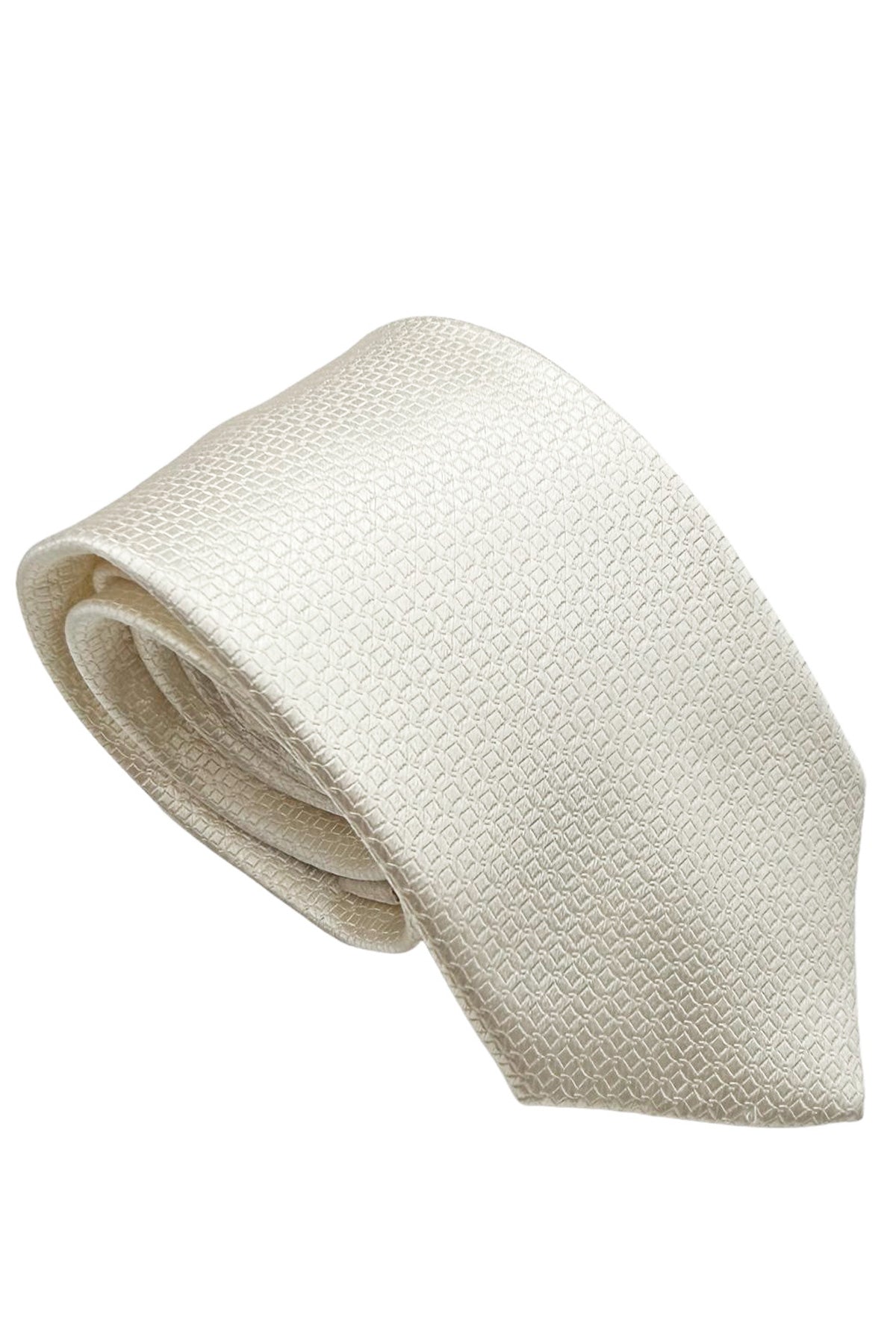Cravatta uomo panna 9cm fantasia in pura seta cucita a mano
