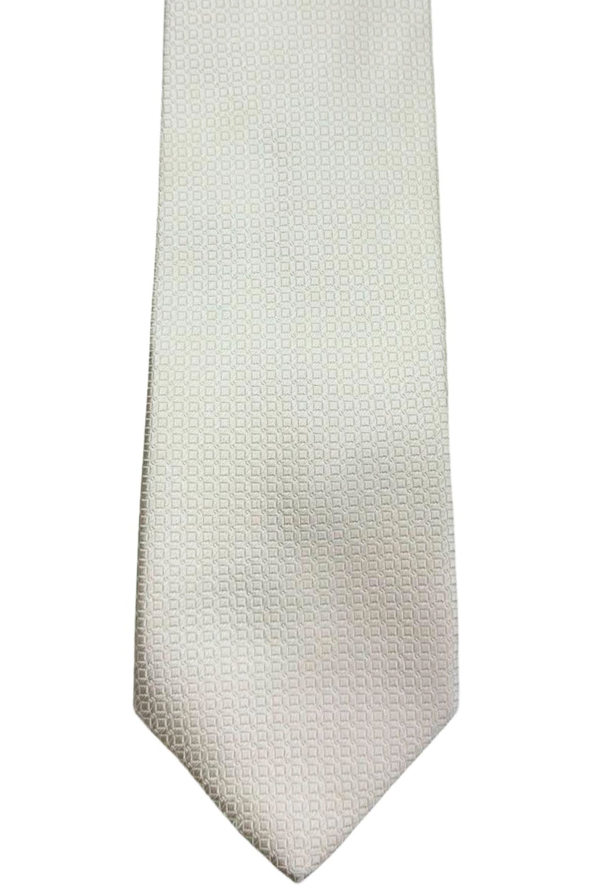 Cravatta uomo panna 9cm fantasia in pura seta cucita a mano
