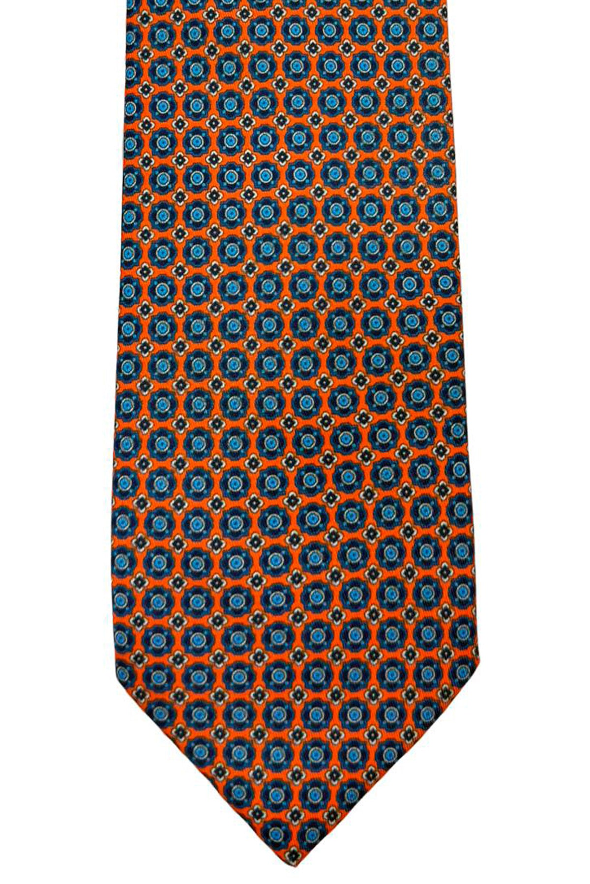 Cravatta uomo arancio 9cm fantasia in pura seta cucita a mano