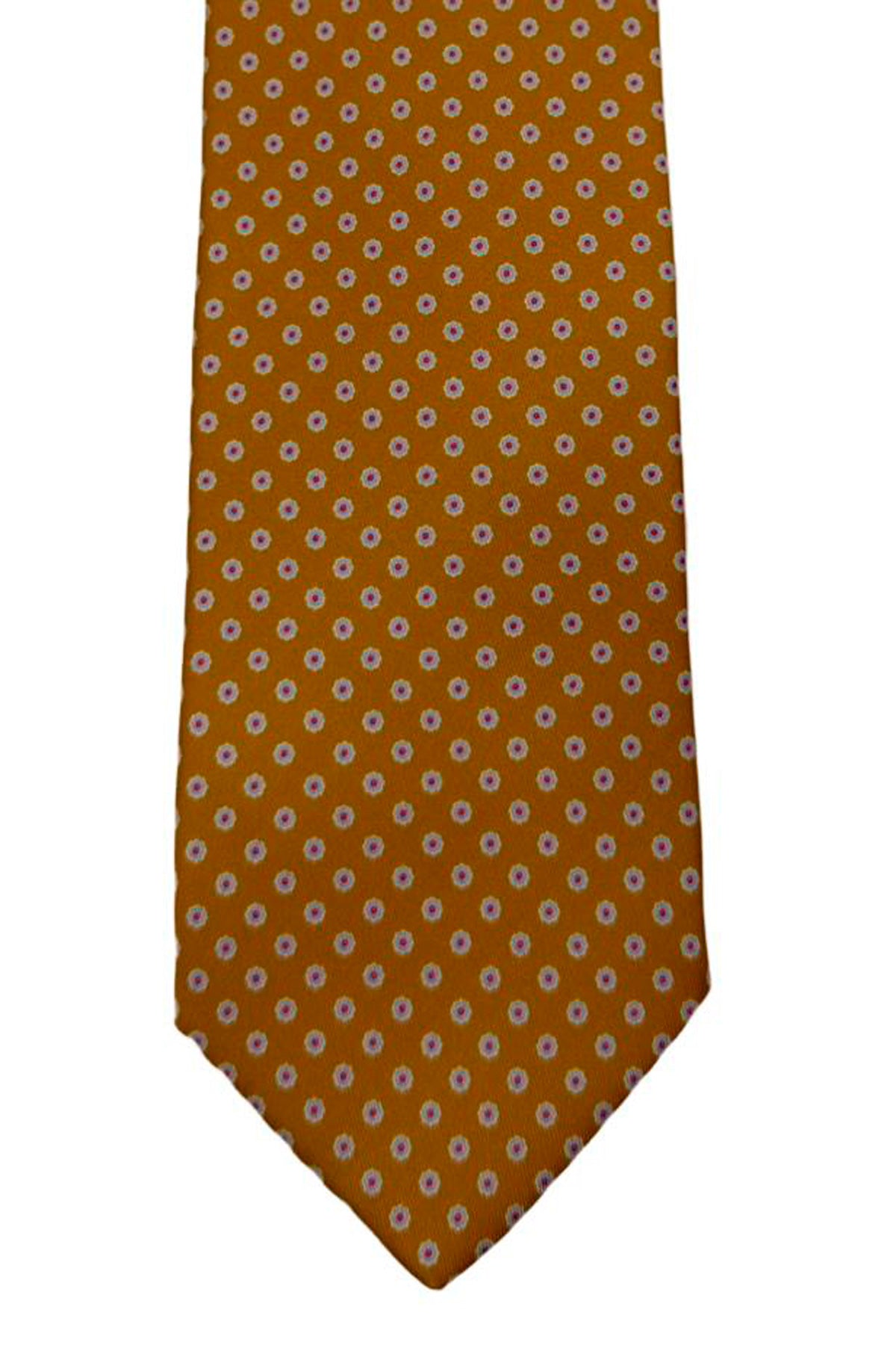 Cravatta uomo arancio 9cm fantasia in pura seta cucita a mano