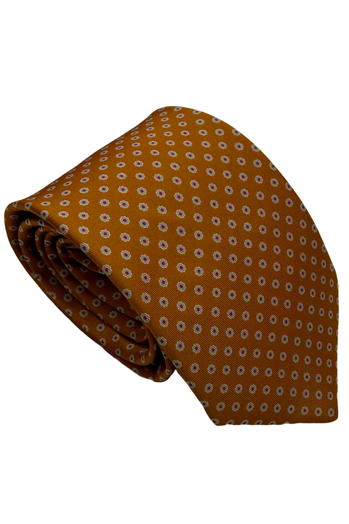 Cravatta uomo arancio 9cm fantasia in pura seta cucita a mano