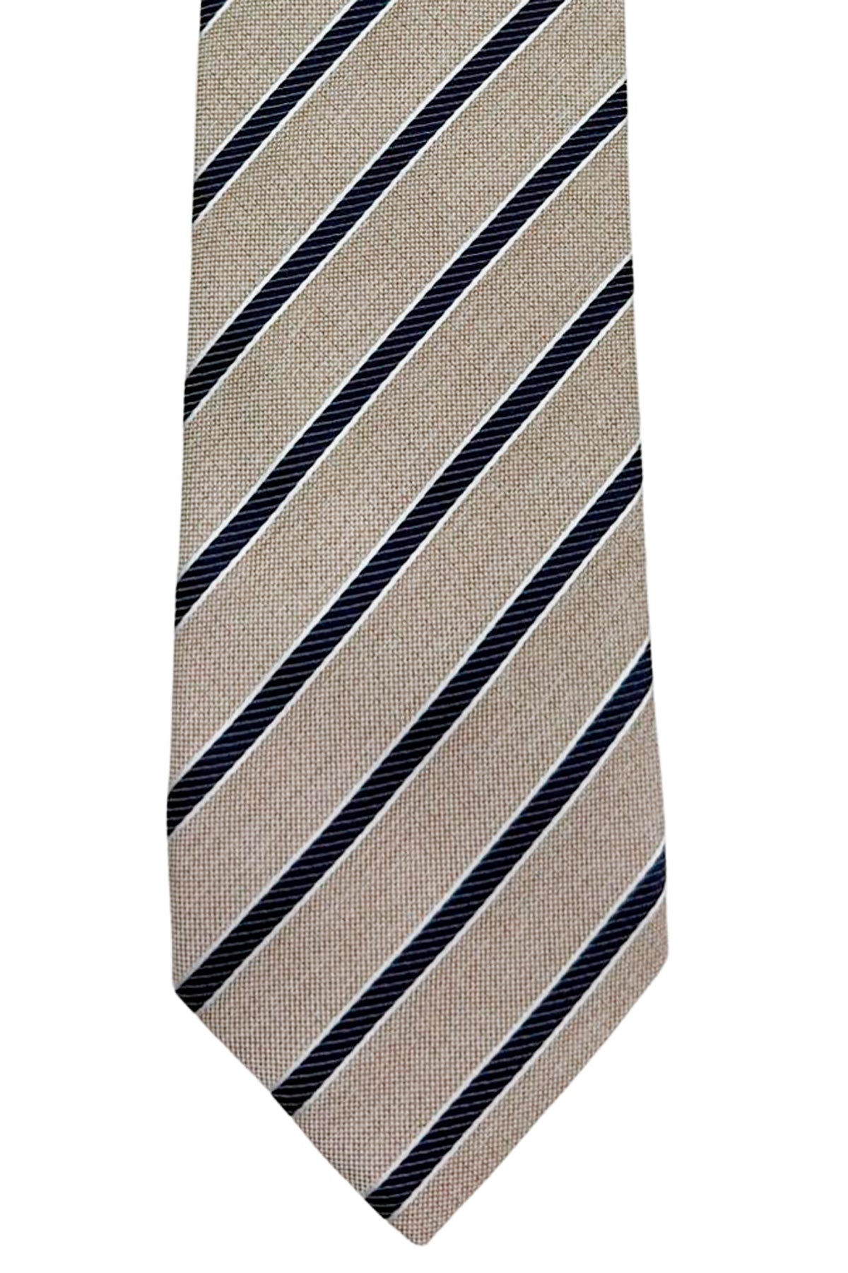 Cravatta uomo beige 9cm fantasia in pura seta cucita a mano