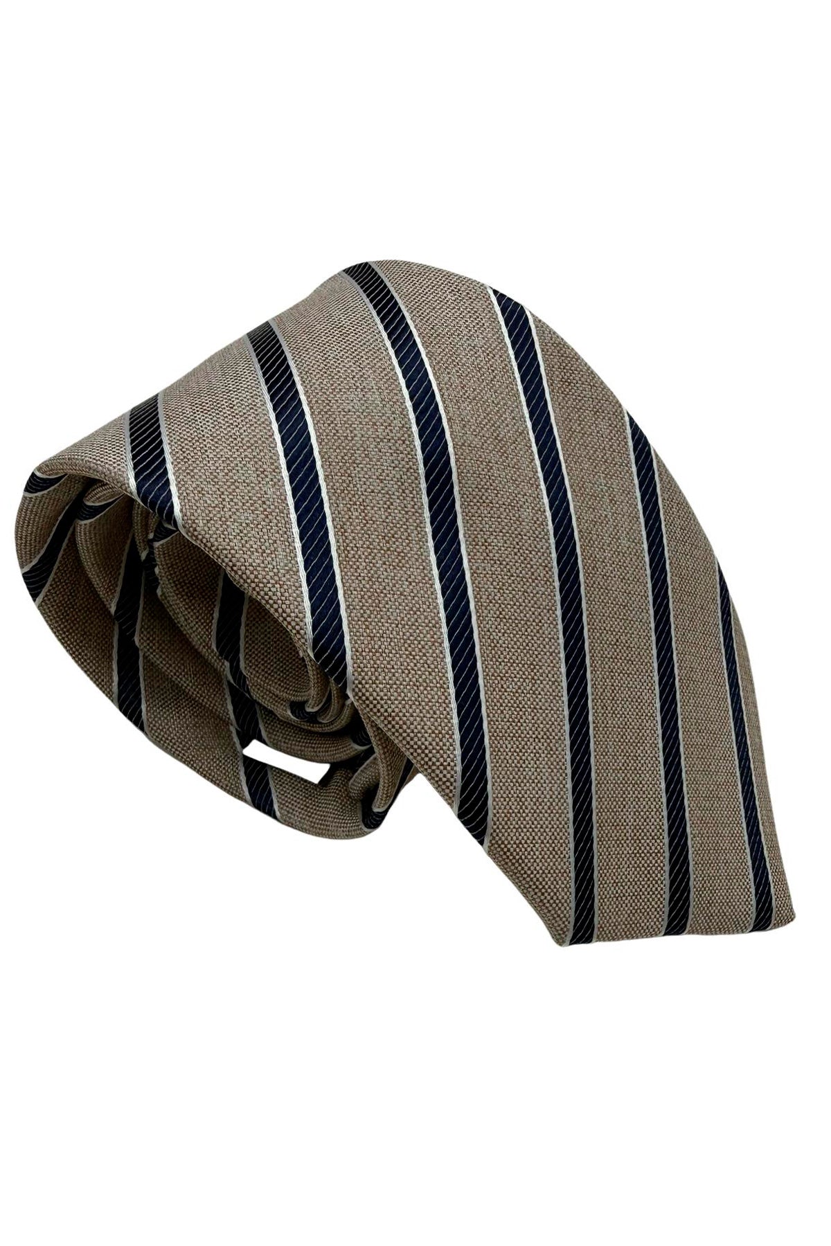Cravatta uomo beige 9cm fantasia in pura seta cucita a mano