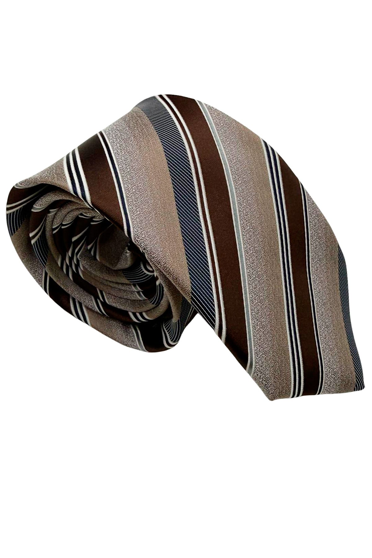 Cravatta uomo Marrone 9cm fantasia in pura seta cucita a mano