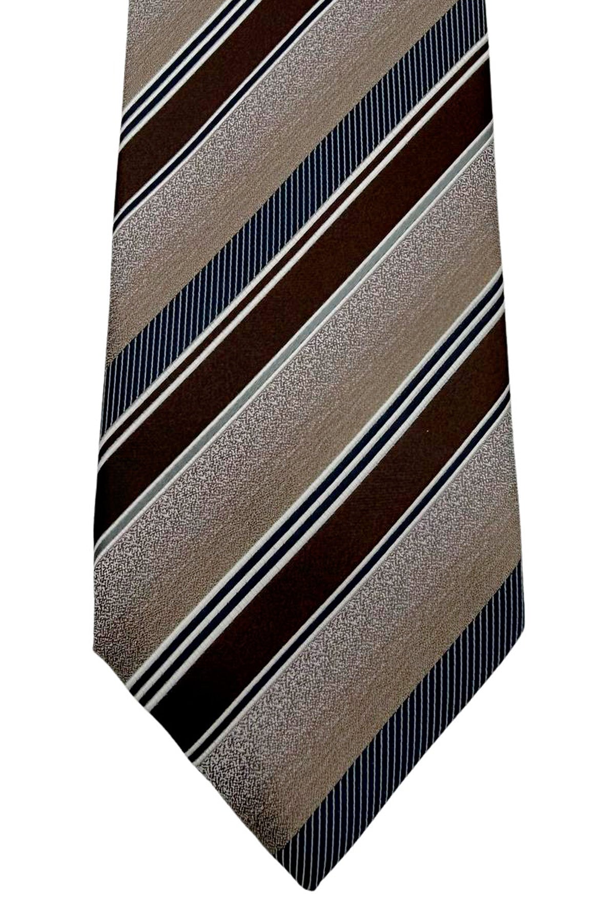 Cravatta uomo Marrone 9cm fantasia in pura seta cucita a mano
