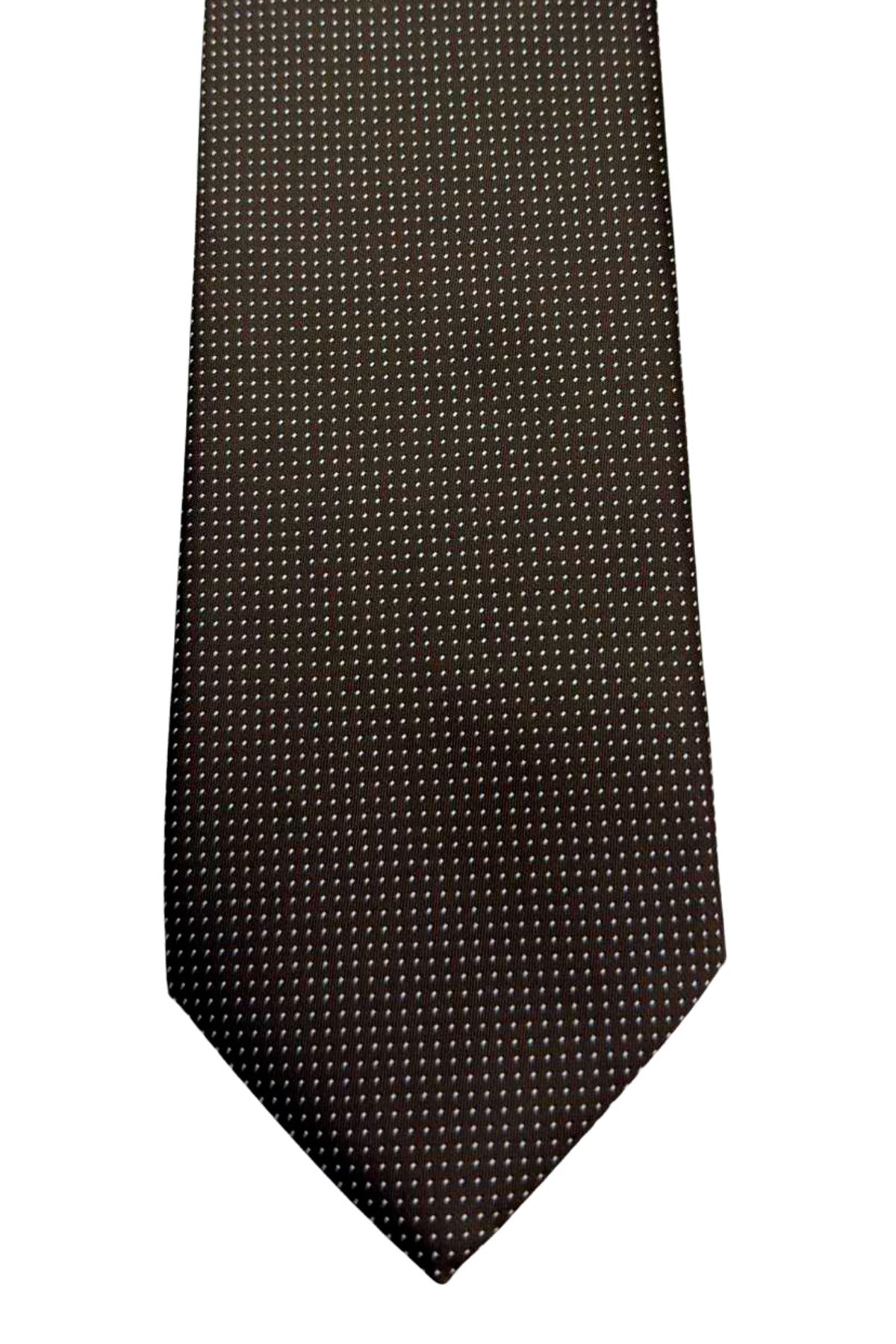 Cravatta uomo Marrone 9cm fantasia in pura seta cucita a mano
