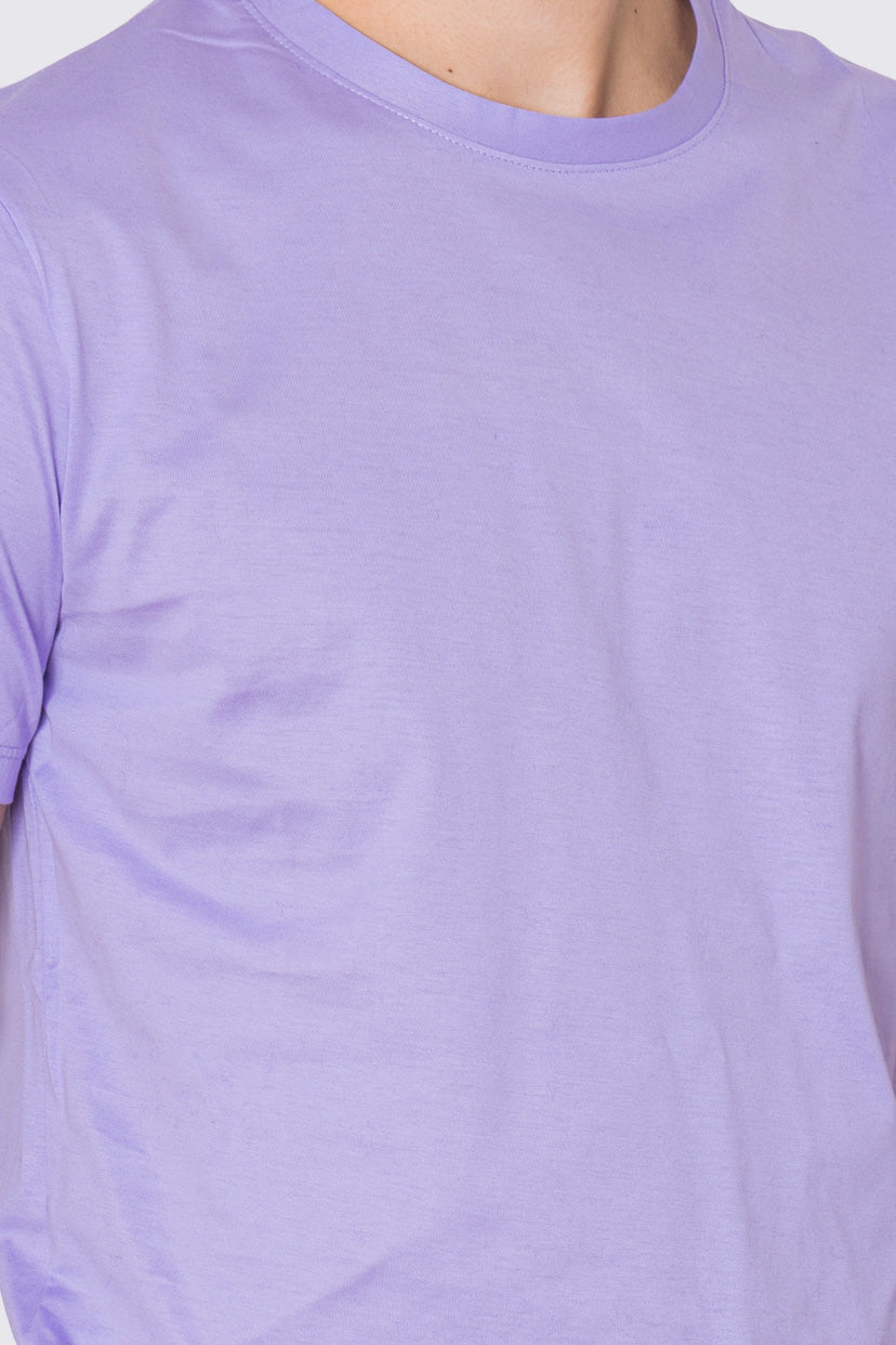 T-shirt da uomo filo di scozia glicine 100% cotone slim fit tinta unita Made In Italy..