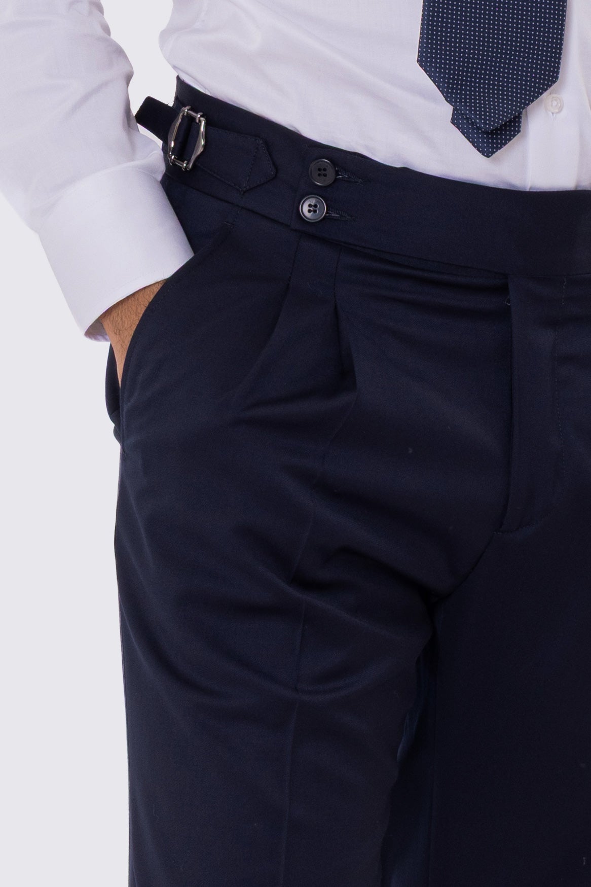 Abito uomo Monopetto blu notte fresco lana super 110's Tessuti in esclusiva Sartoria Carillo completamente sfoderato con Rever a lancia e tasche a filetto