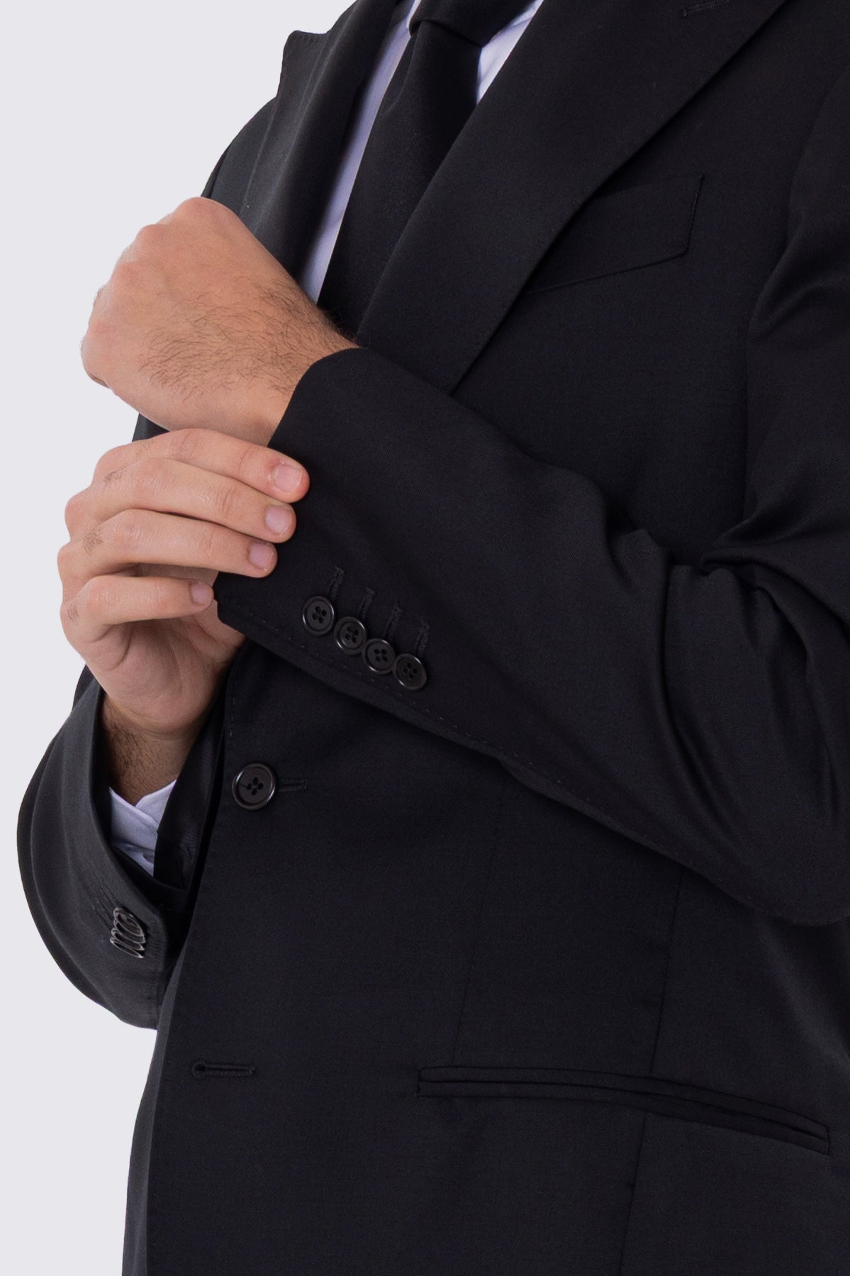 Abito uomo Monopetto nero fresco lana super 110's Tessuti in esclusiva Sartoria Carillo completamente sfoderato con Rever a lancia e tasche a filetto