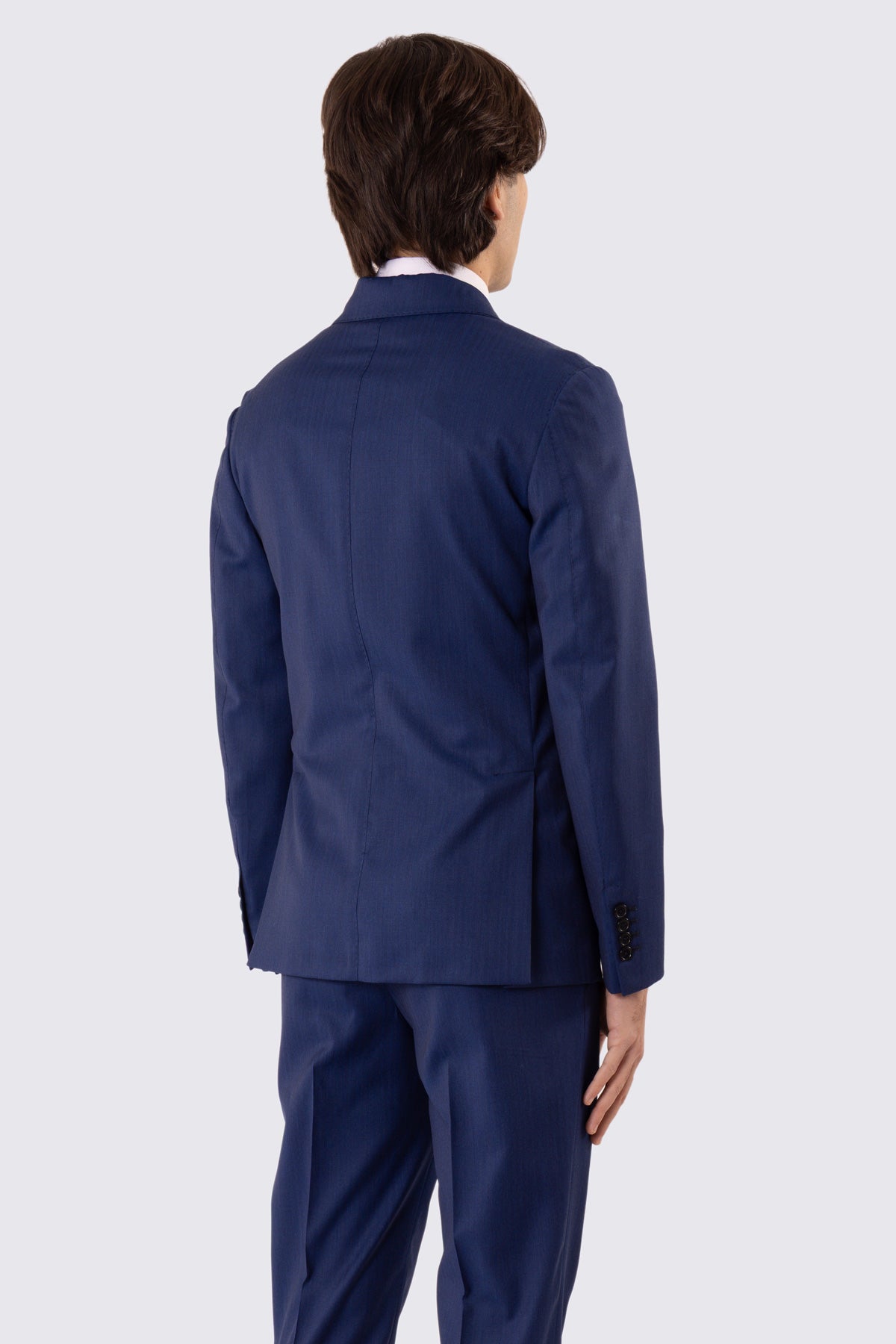 Abito uomo Monopetto blu Solaro fresco lana super 110's Tessuti in esclusiva Sartoria Carillo completamente sfoderato con Rever a lancia e tasche a filetto