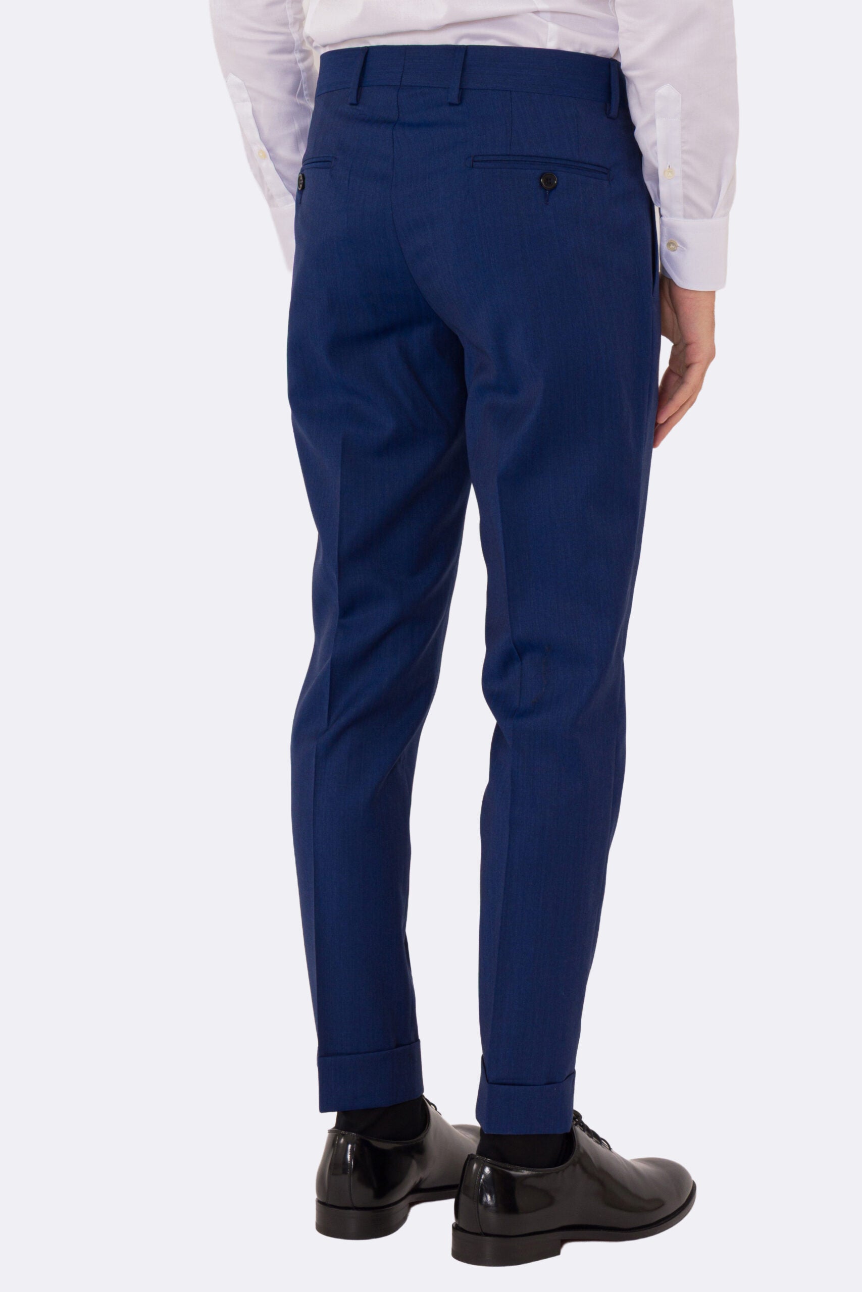 Abito uomo Doppiopetto blu Solaro fresco lana super 110's Tessuti in esclusiva Sartoria Carillo completamente sfoderato con Rever a lancia e tasche a filetto