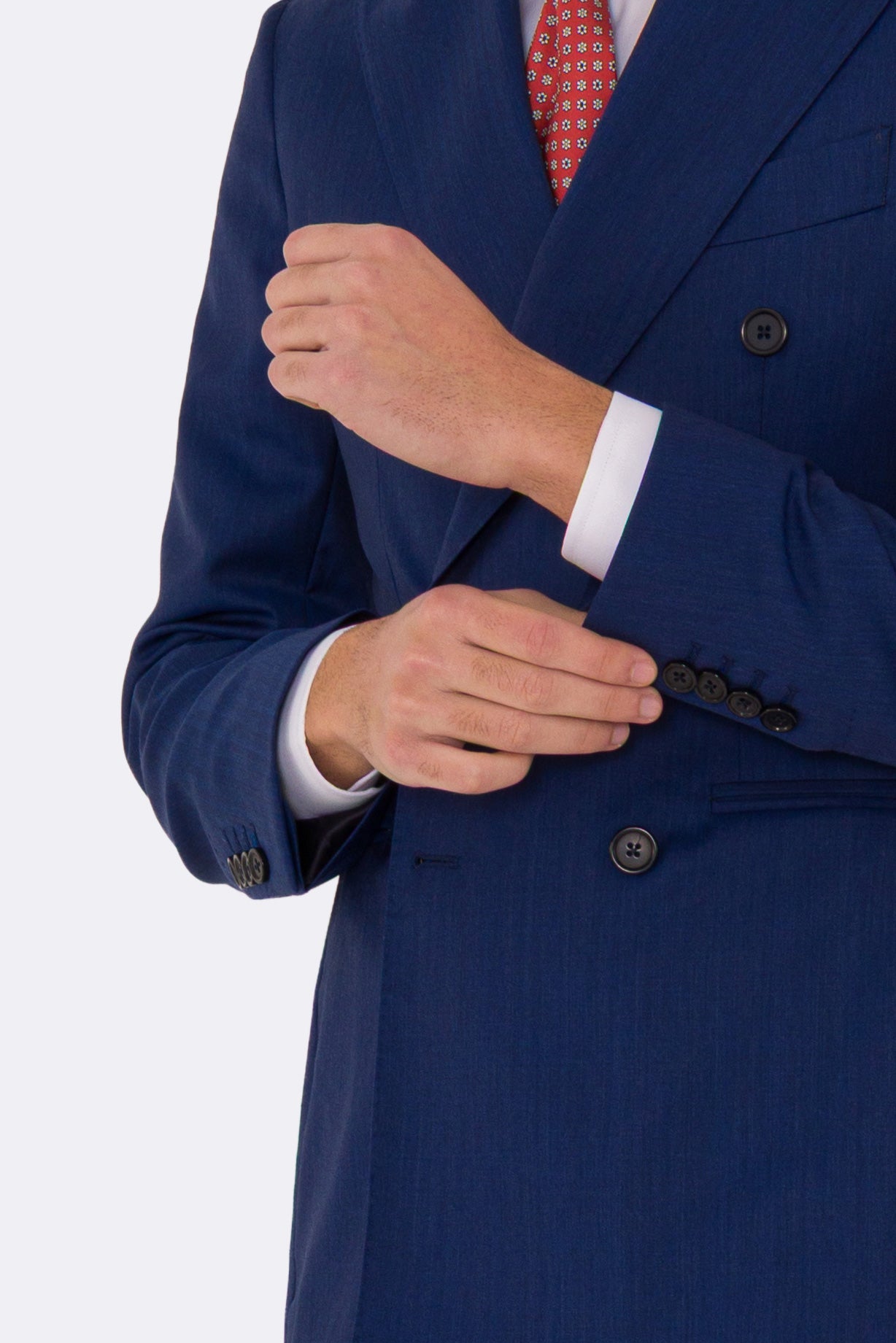 Abito uomo Doppiopetto blu Solaro fresco lana super 110's Tessuti in esclusiva Sartoria Carillo completamente sfoderato con Rever a lancia e tasche a filetto