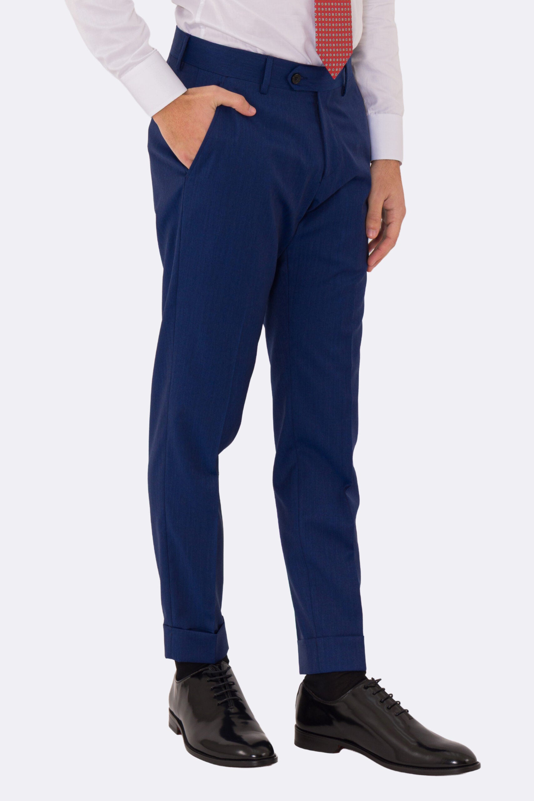 Abito uomo Doppiopetto blu Solaro fresco lana super 110's Tessuti in esclusiva Sartoria Carillo completamente sfoderato con Rever a lancia e tasche a filetto