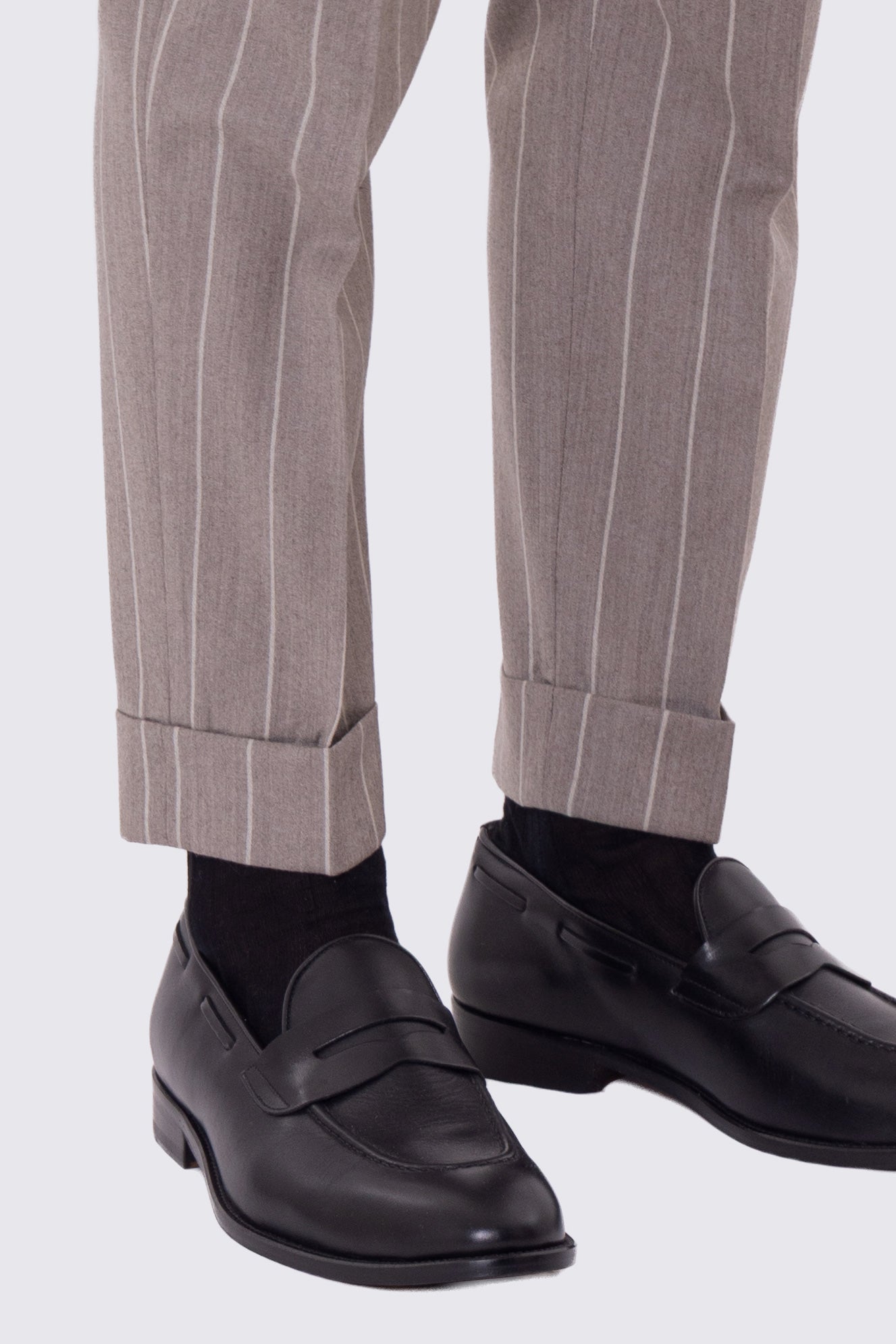 Abito da uomo Monopetto Beige gessato bianco in lana flanella Bristol tessuti napoli sfoderata Rever a lancia tasche a filo