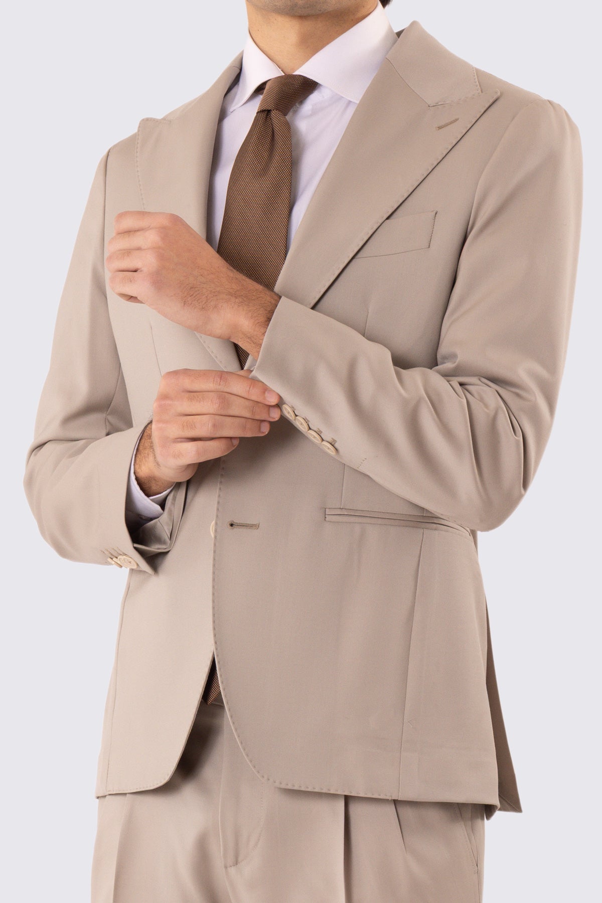 Abito uomo monopetto beige Vestito fresco lana super 130's Vitale Barberis Canonico