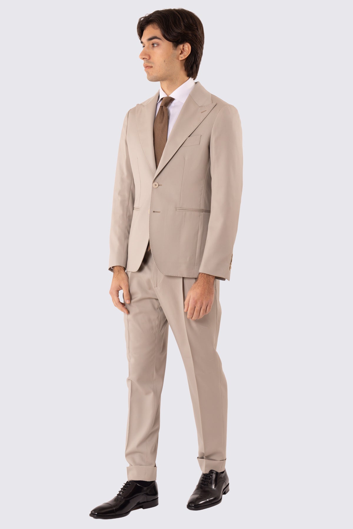 Abito uomo monopetto beige Vestito fresco lana super 130's Vitale Barberis Canonico