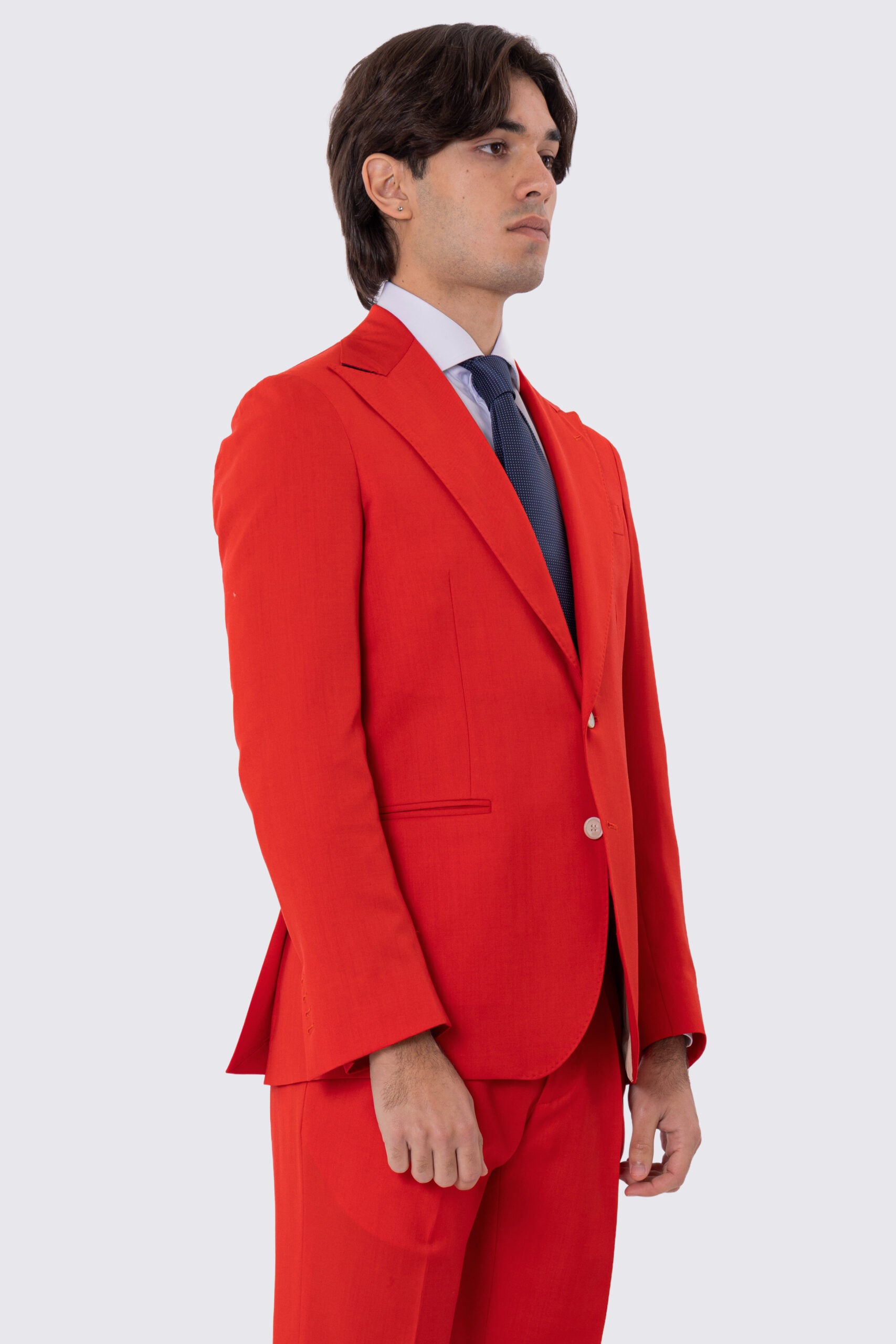 Abito uomo monopetto rossa fresco lana super 130's Bristol Tessuti Napoli rever a lancia