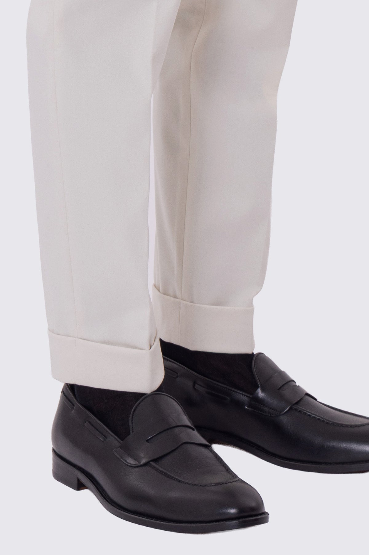 Pantalone uomo Panna vita alta con fibbie laterali e doppia pinces tasca america in lana flanella mista 290gr invernale risvolto 5cm made in italy