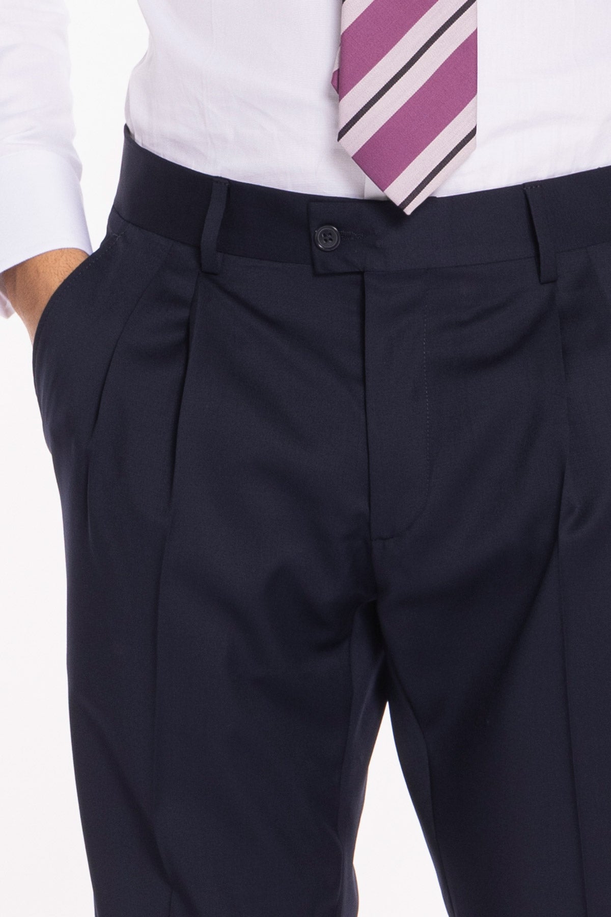 Abito uomo Monopetto blu notte fresco lana super 130's Vitale Barberis Canonico sfoderata Rever a lancia tasche a filo