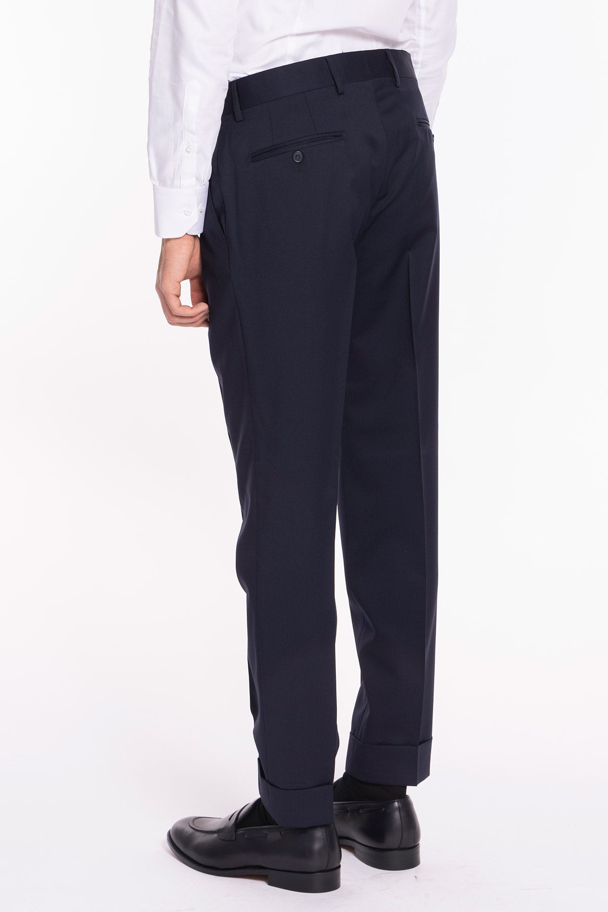 Abito uomo Monopetto blu notte fresco lana super 130's Vitale Barberis Canonico sfoderata Rever a lancia tasche a filo