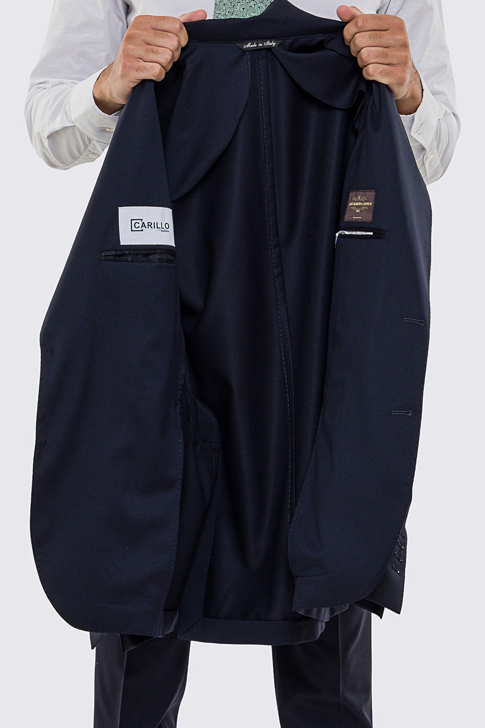 Abito uomo Monopetto blu notte fresco lana super 130's Vitale Barberis Canonico sfoderata Rever a lancia tasche a filo