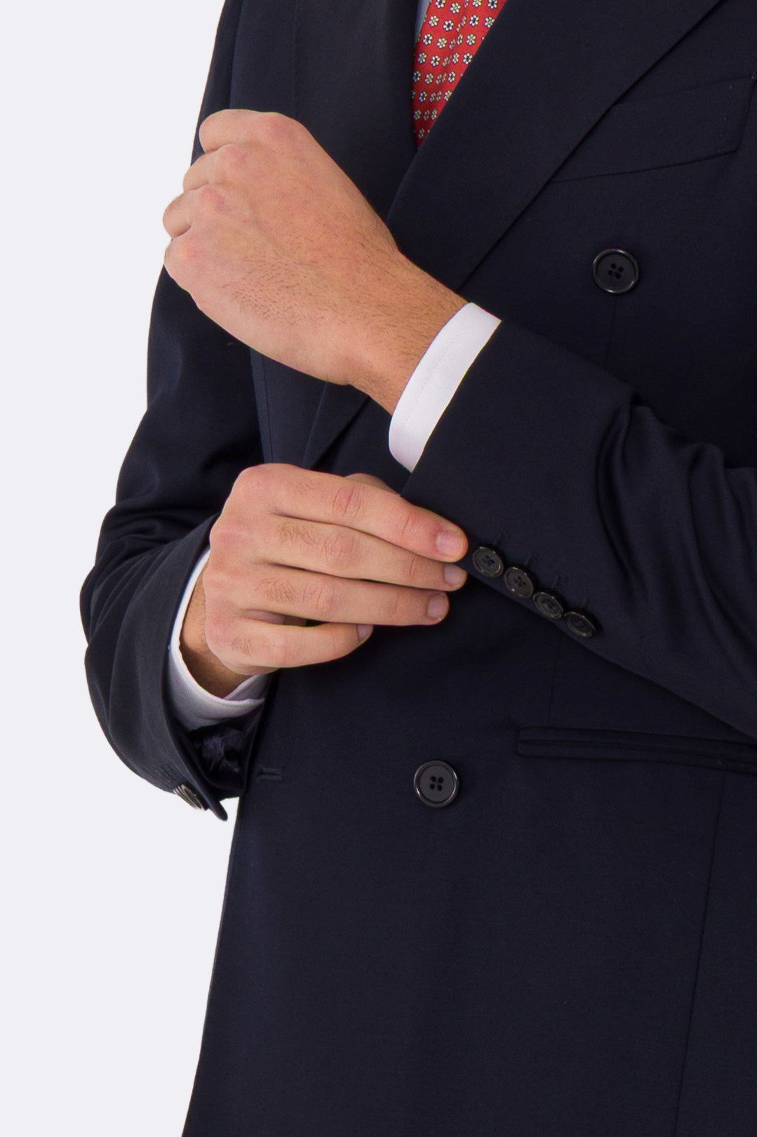 Abito uomo Doppiopetto blu notte fresco lana super 110's Tessuti in esclusiva Sartoria Carillo completamente sfoderato con Rever a lancia e tasche a filetto