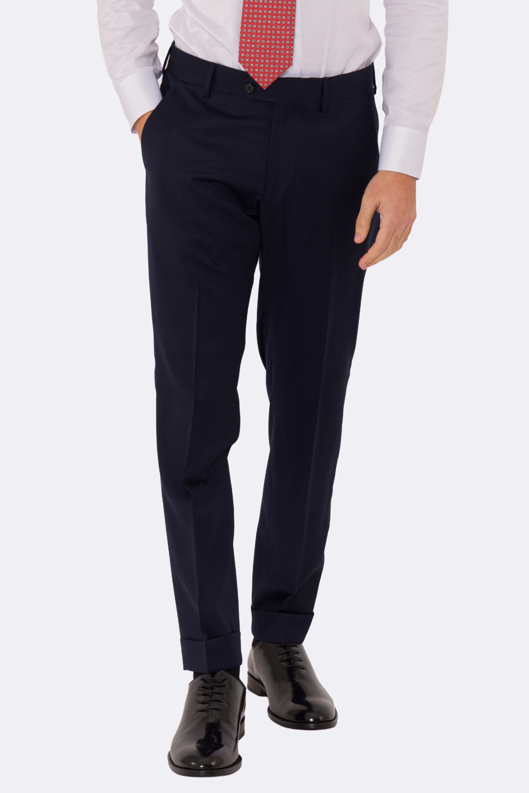 Abito uomo Doppiopetto blu notte fresco lana super 110's Tessuti in esclusiva Sartoria Carillo completamente sfoderato con Rever a lancia e tasche a filetto