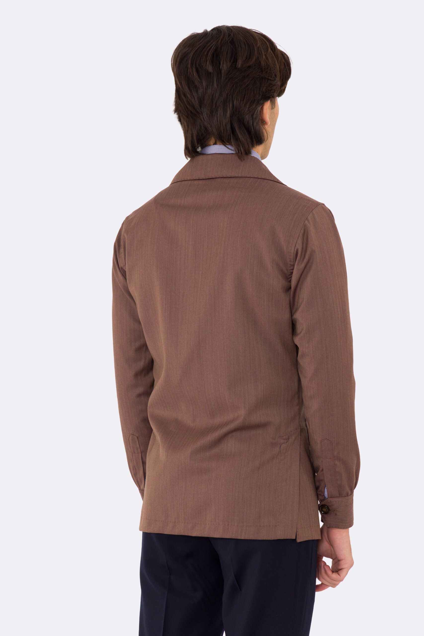 Sahariana  solaro Moro fresco lana Sartoria Carillo tessuti super 110's con tasche a toppa con pattina e soffietto e polso camicia