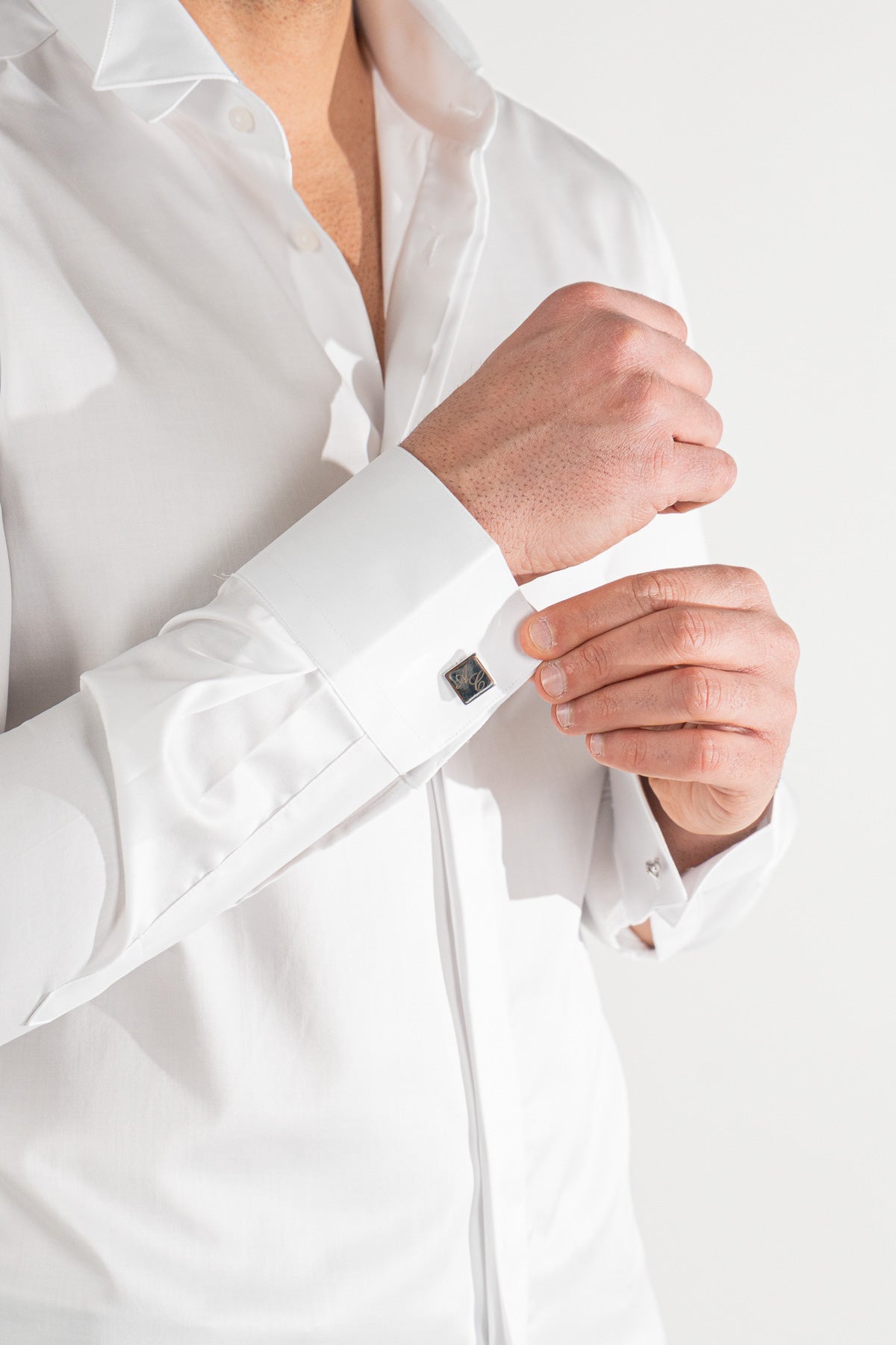 Camicia Bianca collo diplomatico bottoni a scomparsa 100% Cotone Da uomo polso gemelli fintone a scomparsa dietro al collo per papillon slim fit