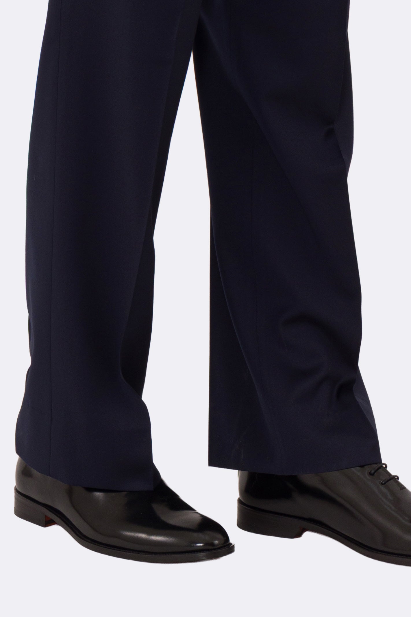 Pantalone japan blu navy con passanti uomo  in fresco lana super 110's Tessuti in esclusiva Sartoria Carillo  vita alta doppia pinces
