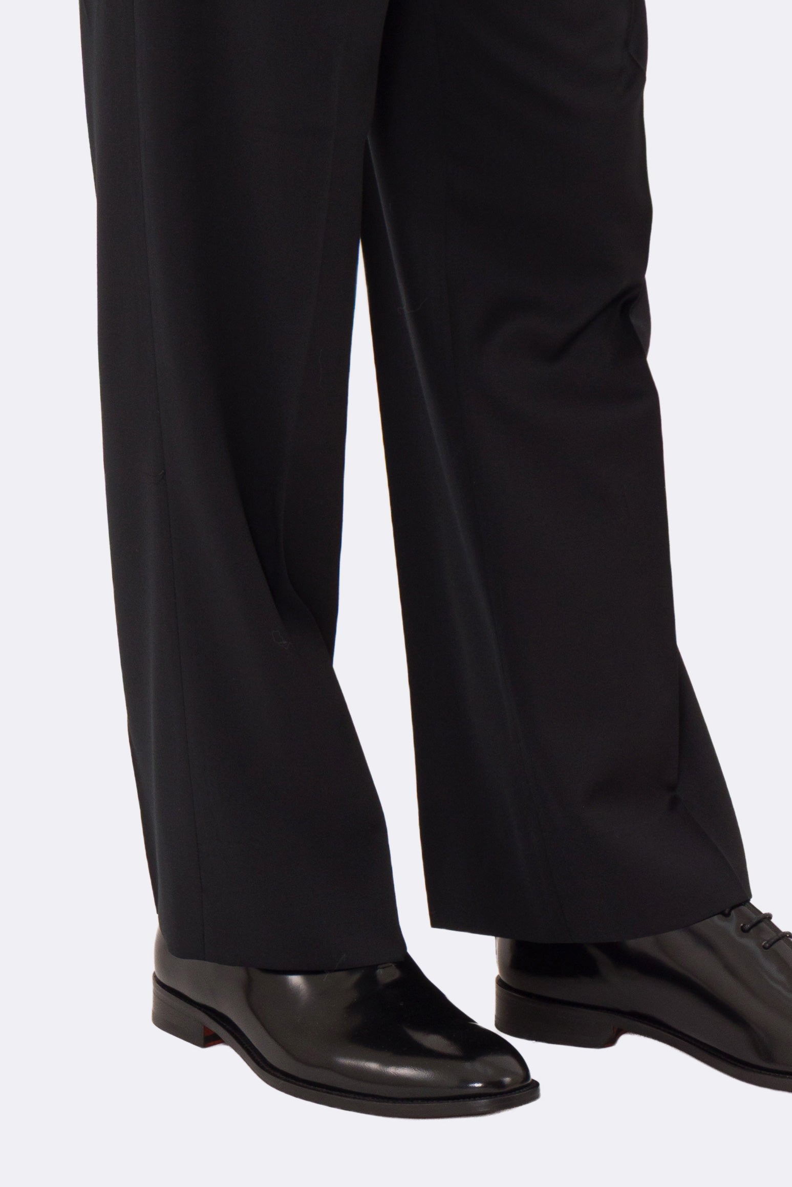 Pantalone japan nero con passanti uomo  in fresco lana super 110's Tessuti in esclusiva Sartoria Carillo  vita alta doppia pinces
