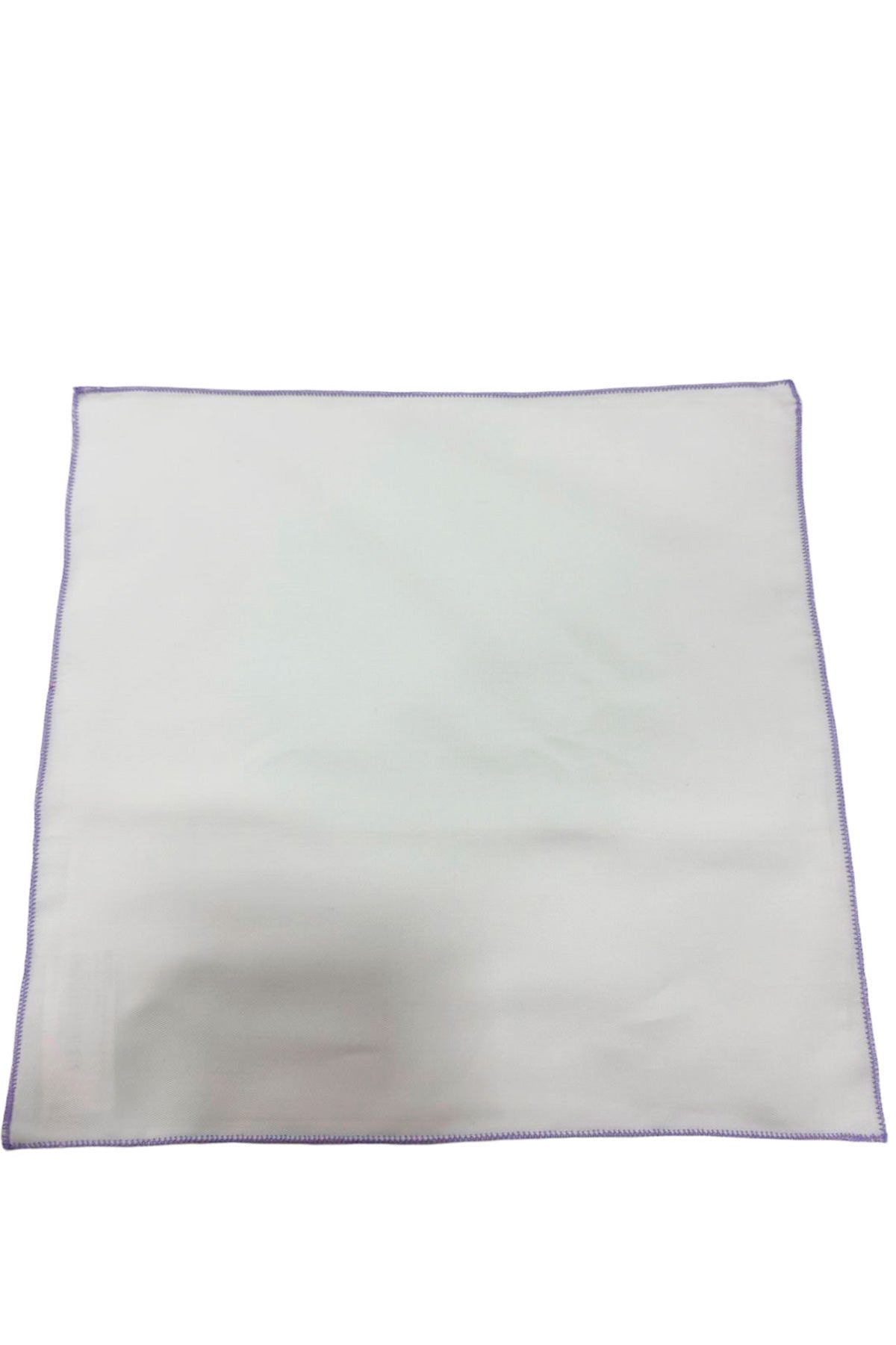 Pochette uomo bianca tinta unita con bordino lilla in cotone 100%