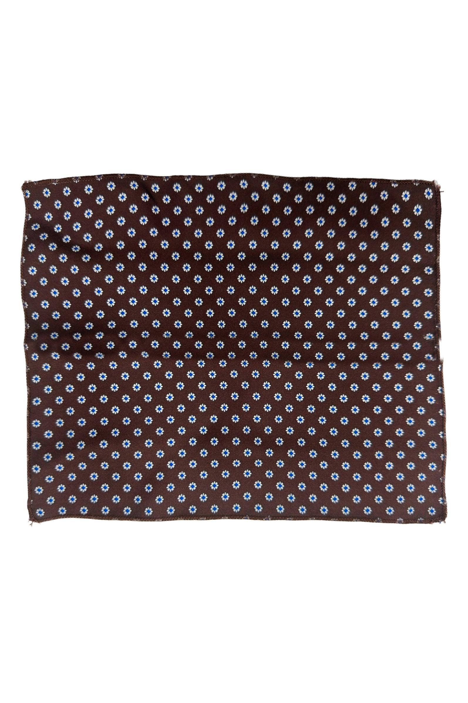 Pochette uomo Marrone fantasia in seta con bordino in tinta