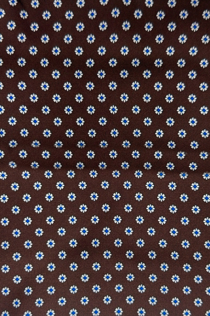 Pochette uomo Marrone fantasia in seta con bordino in tinta