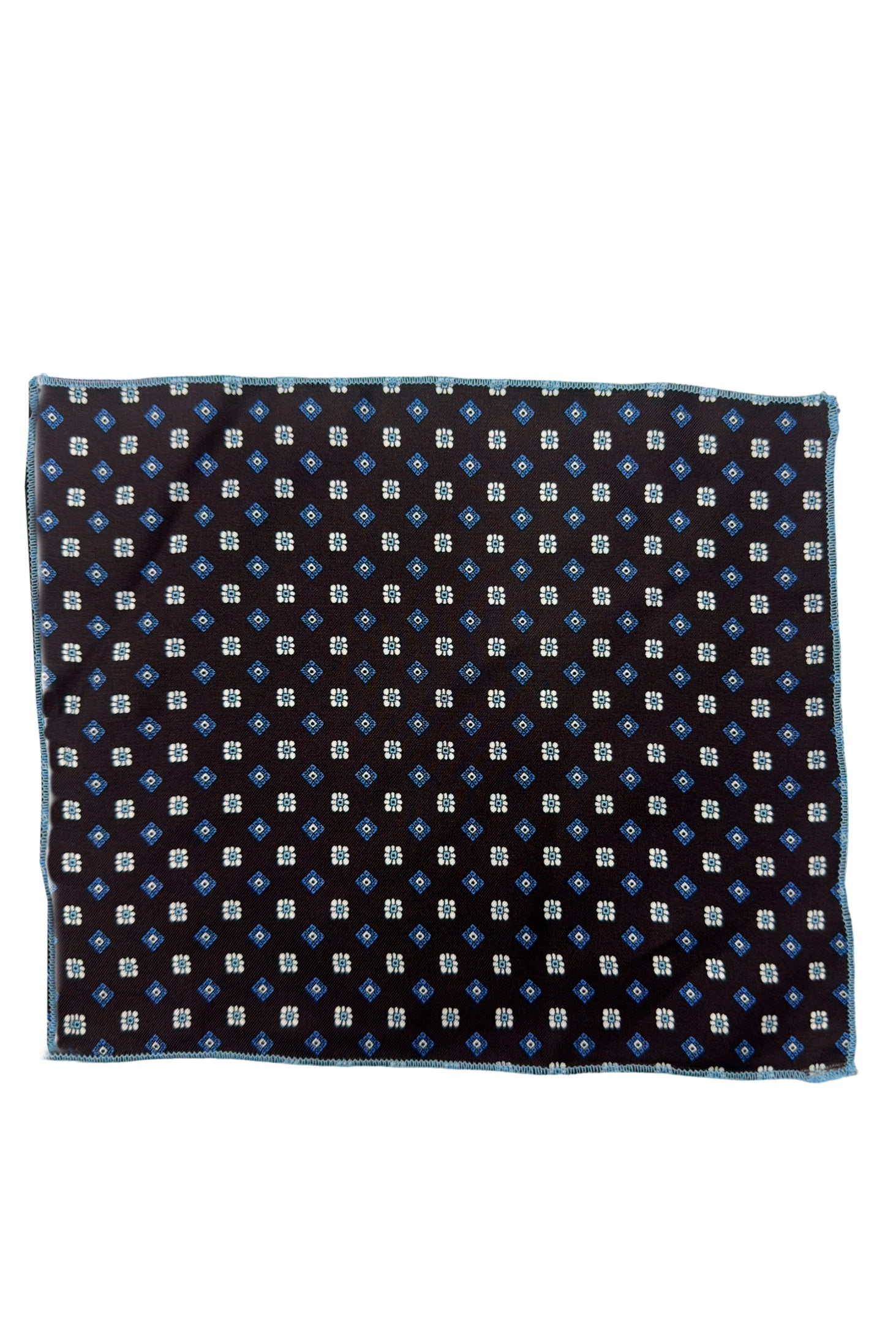 Pochette uomo Nera fantasia in seta con bordino in tinta