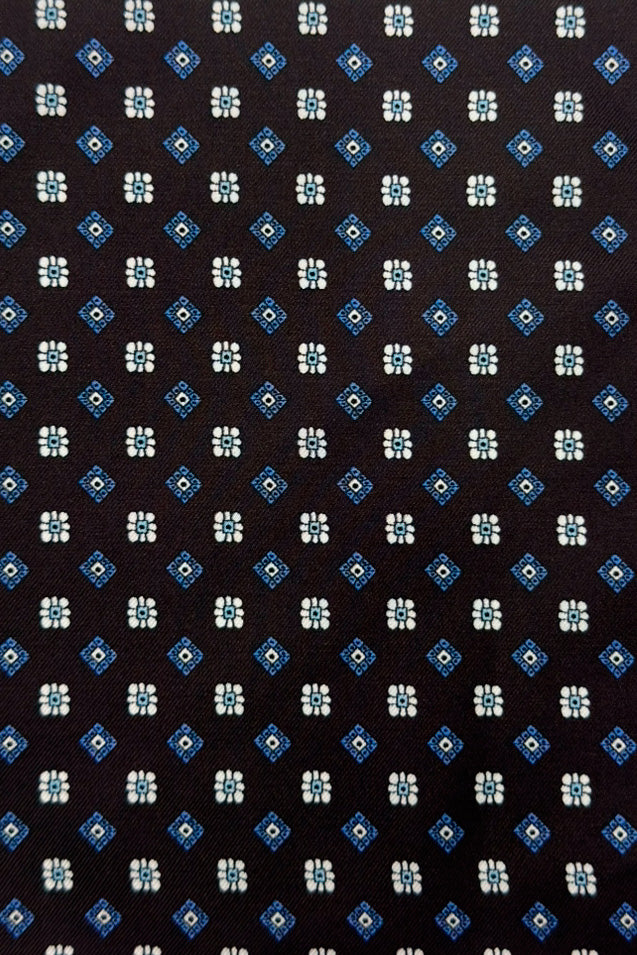 Pochette uomo Nera fantasia in seta con bordino in tinta