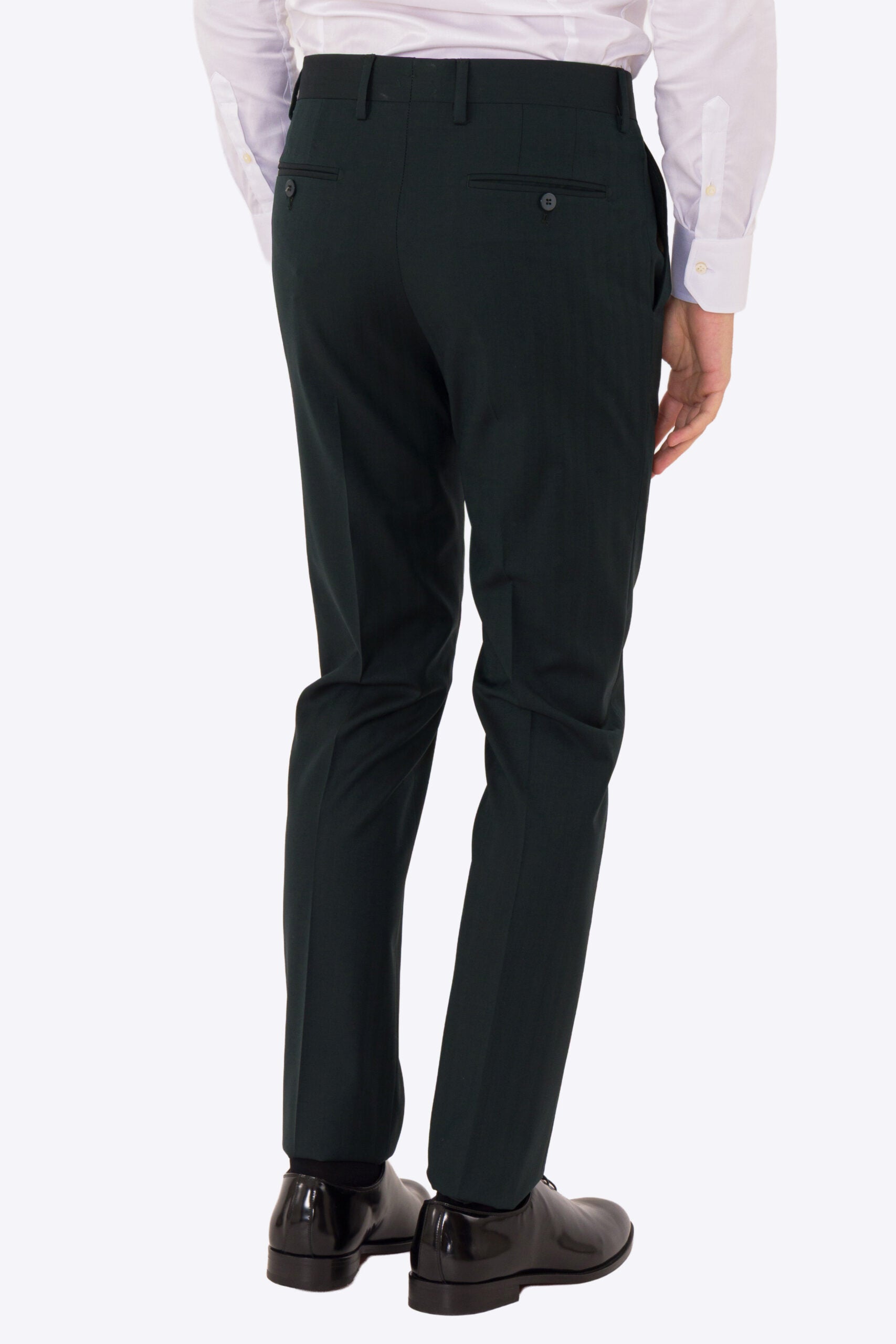 Abito uomo semi intelato Verde spigato monopetto in fresco lana super 130's Fordam tessuti Rever a classico 9cm