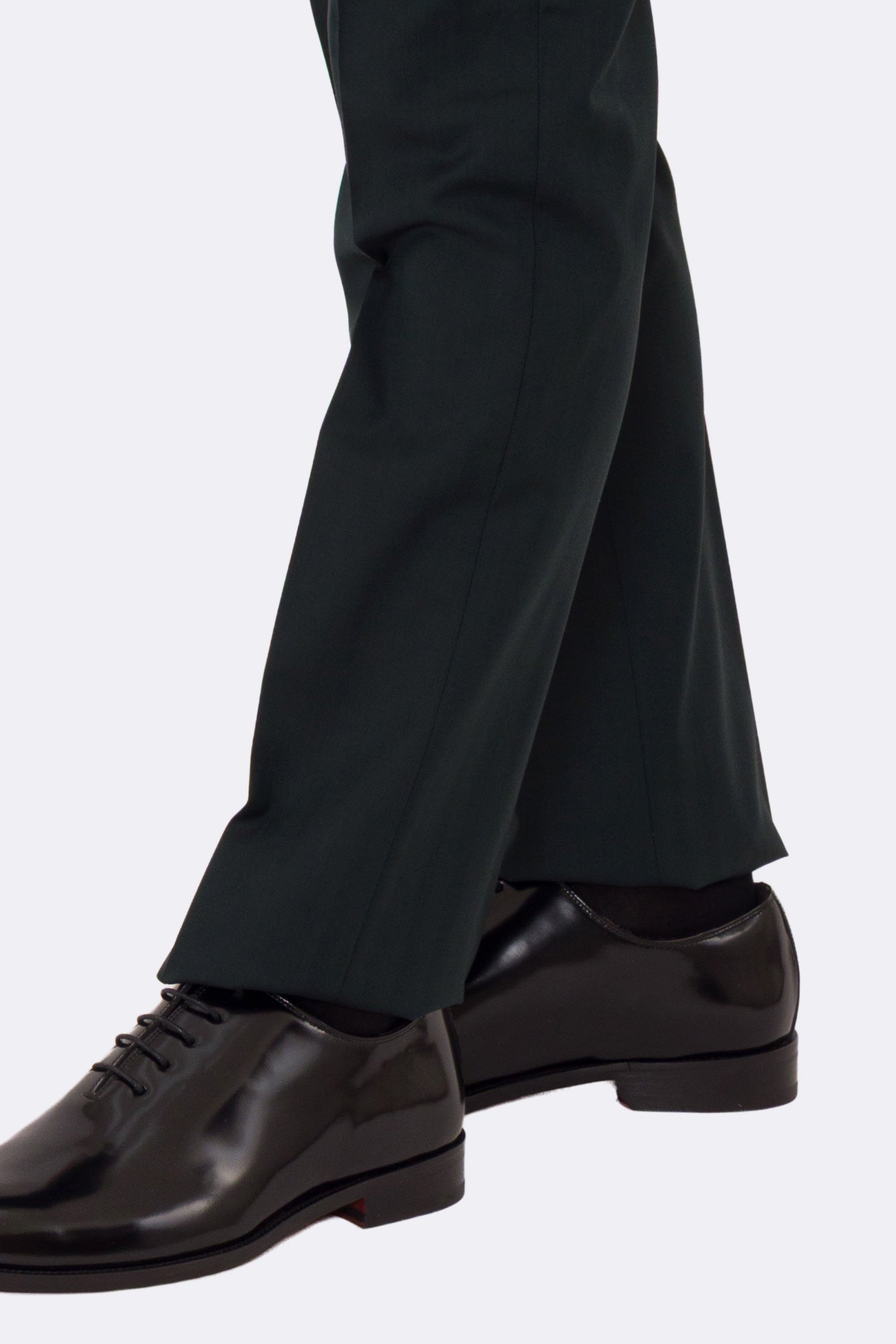 Abito uomo semi intelato Verde spigato monopetto in fresco lana super 130's Fordam tessuti Rever a classico 9cm