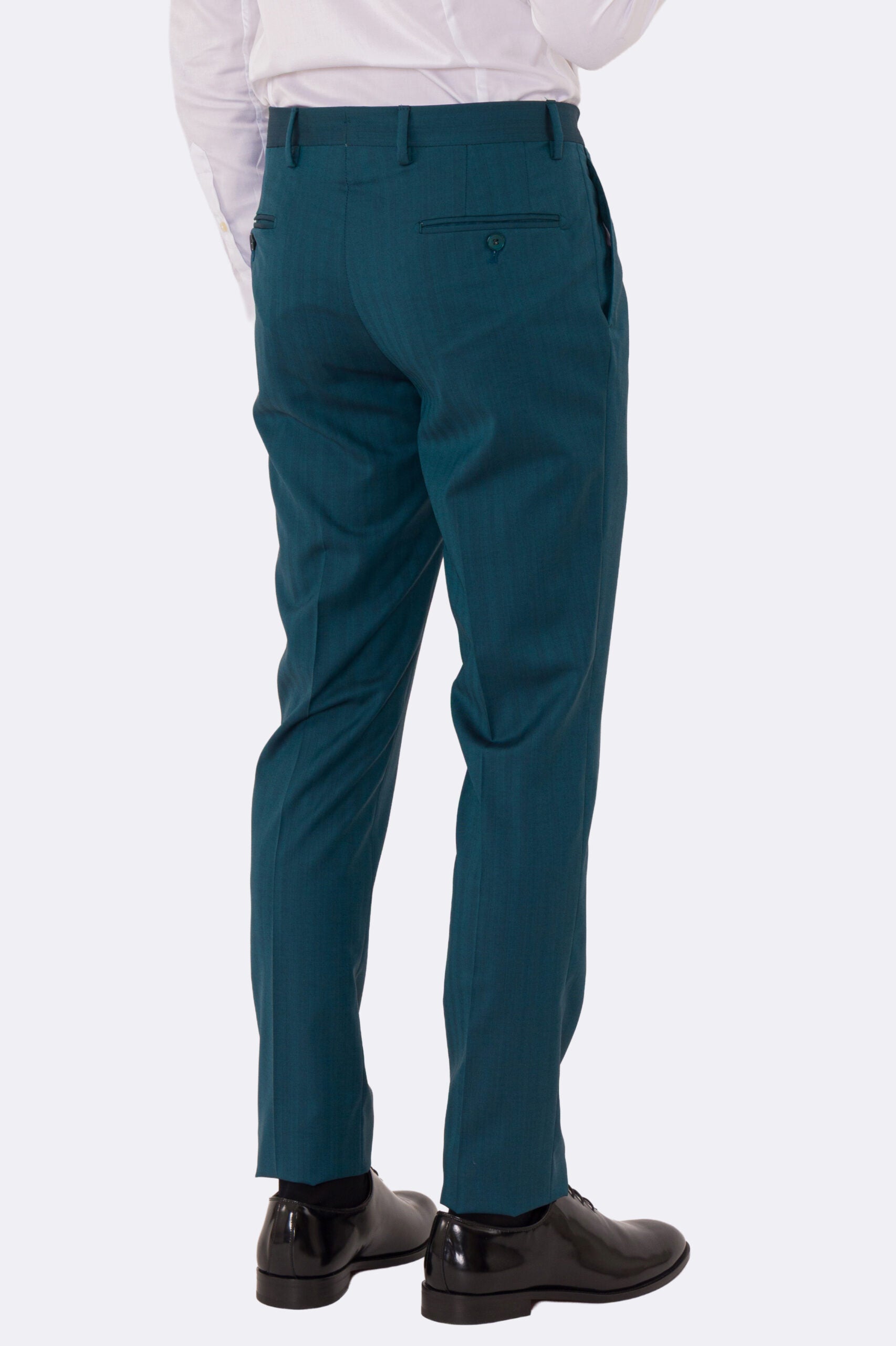 Abito uomo semi intelato Ottanio spigato monopetto in fresco lana super 130's Fordam tessuti Rever a classico 9cm