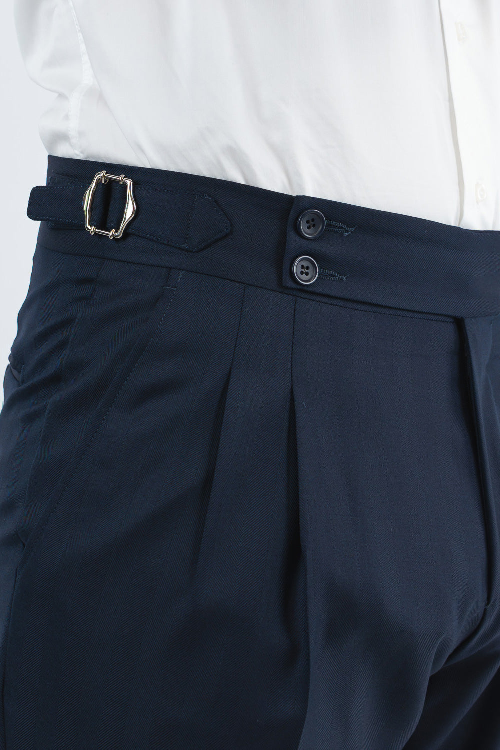 Abito spigato Blu navy monopetto fresco lana TessutiVitale Barberis Canonico completamente sfoderato con Rever a lancia e tasche a filetto