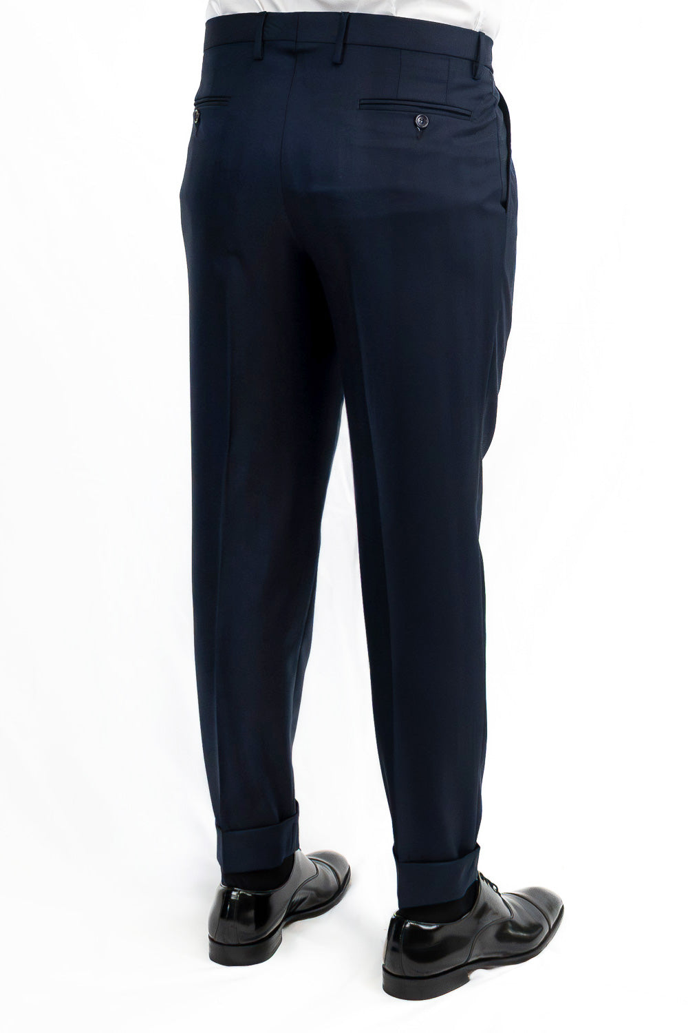 Abito spigato Blu navy doppiopetto fresco lana TessutiVitale Barberis Canonico completamente sfoderato con Rever a lancia e tasche a filetto