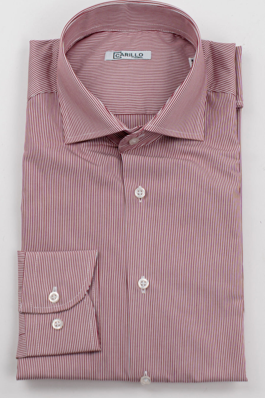 Camicia rossa mille righe slim Fit uomo 100% cotone popeline collo semi francese Tessuti Twill