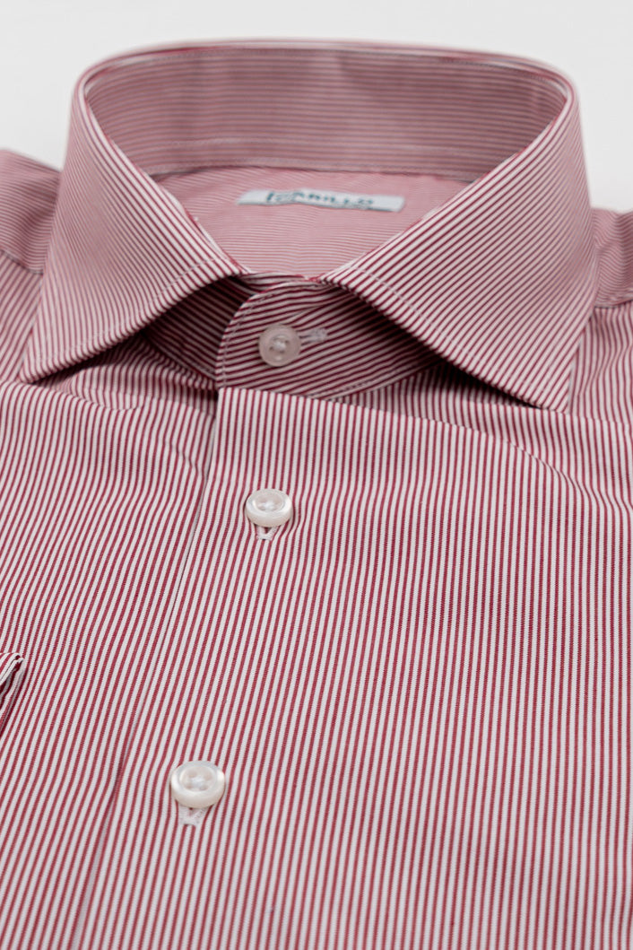 Camicia rossa mille righe slim Fit uomo 100% cotone popeline collo semi francese Tessuti Twill