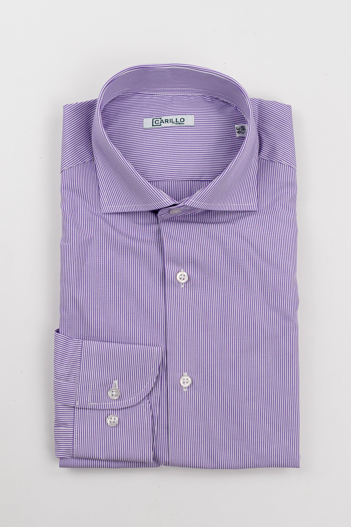 Camicia viola mille righe slim Fit uomo 100% cotone popeline collo semi francese Tessuti Twill