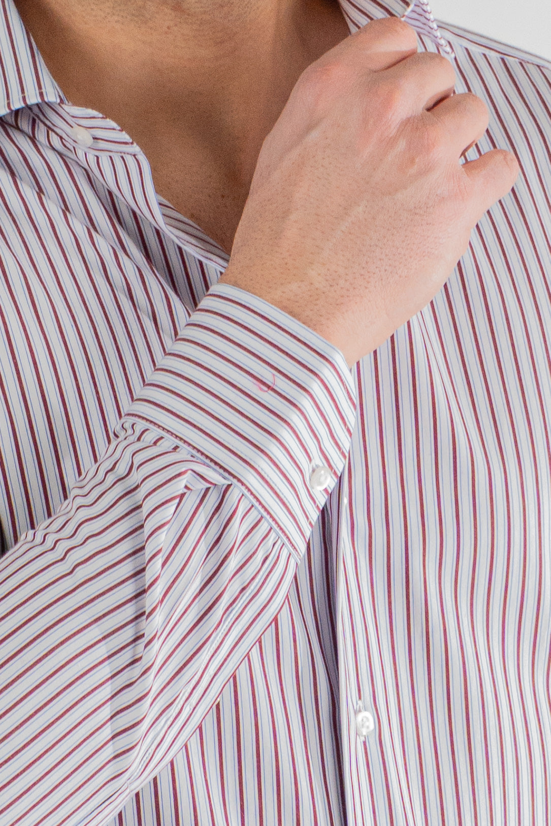 Camicia bordeaux a righe con righino royal slim Fit uomo 100% cotone popeline collo semi francese