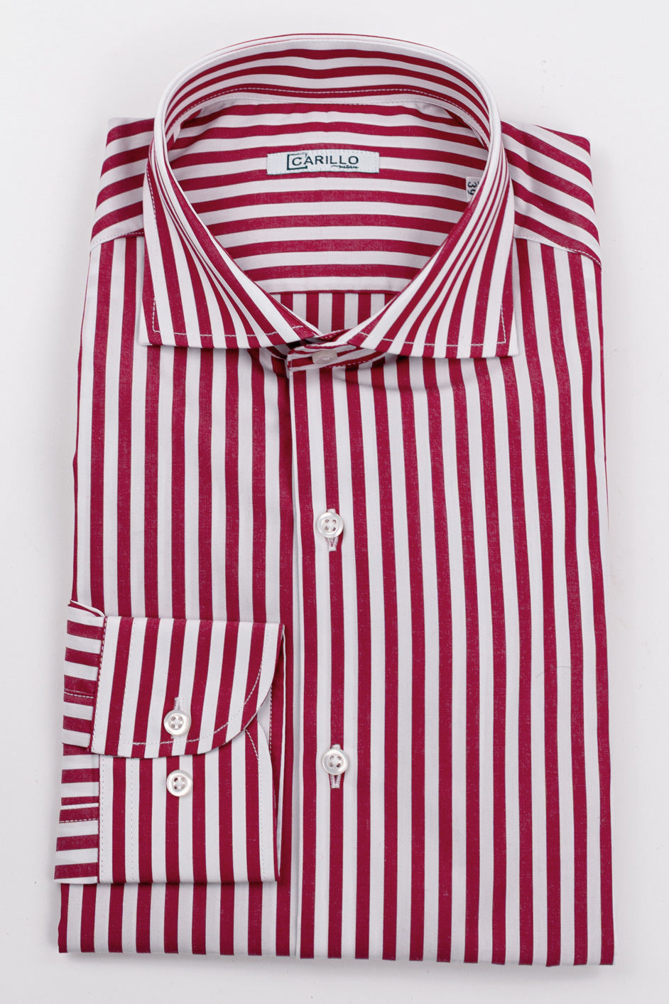 Camicia bordeaux a righe larghe slim Fit uomo 100% cotone popeline collo semi francese