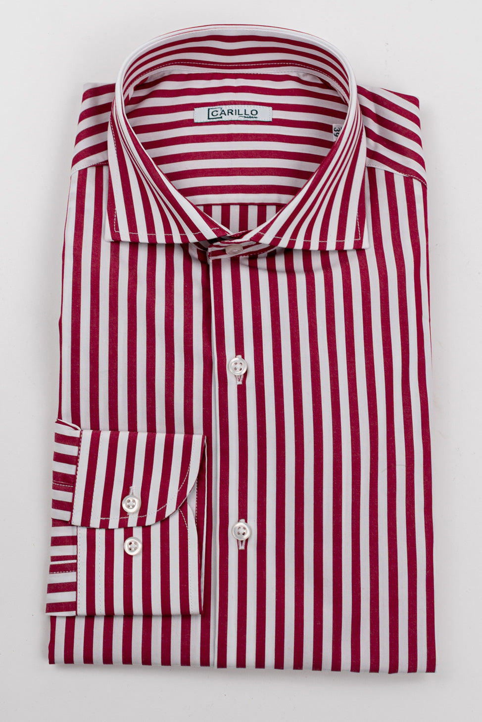 Camicia bordeaux a righe larghe Regular fit uomo 100% cotone popeline collo semi francese