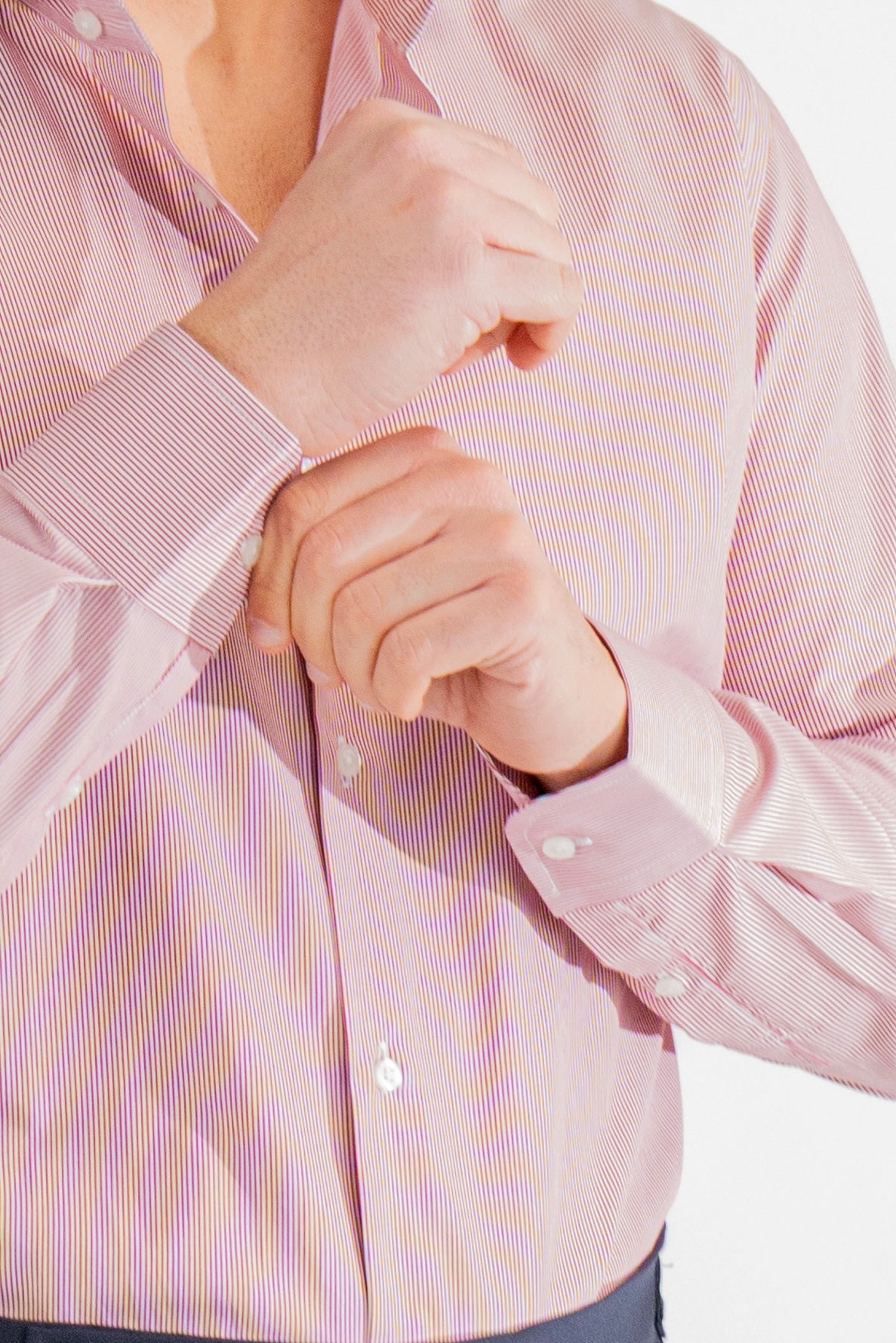 Camicia rossa mille righe Regular Fit uomo 100% cotone popeline collo semi francese Tessuti Twill