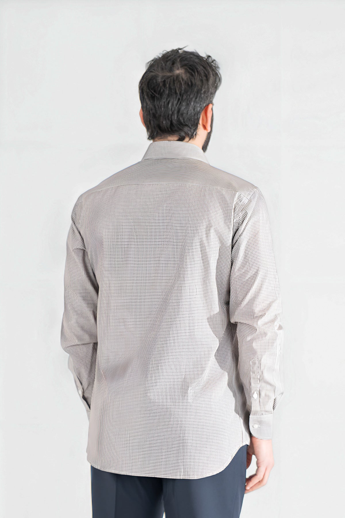 Camicia a quadri marrone Regular Fit uomo 100% cotone popeline collo semi francese Tessuti Twill
